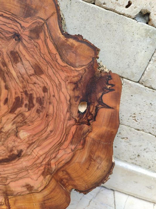 Rare Olive Wood Slab – Live Edge, Unique Grain – 32x38x2.5cm – Sustainable Luxury for Epoxy, Coffee Table & Guitar