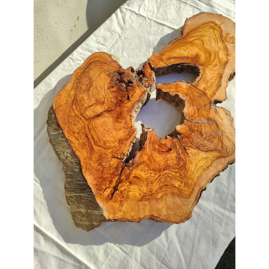 200+ Year Old Olive Wood Slab | Large Live Edge Olive Wood Slice with Voids.