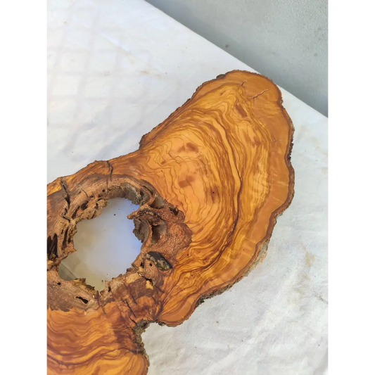 200+ Year Old Olive Wood Slab | Live Edge Olive Wood Slice with Natural Void for Epoxy Art.