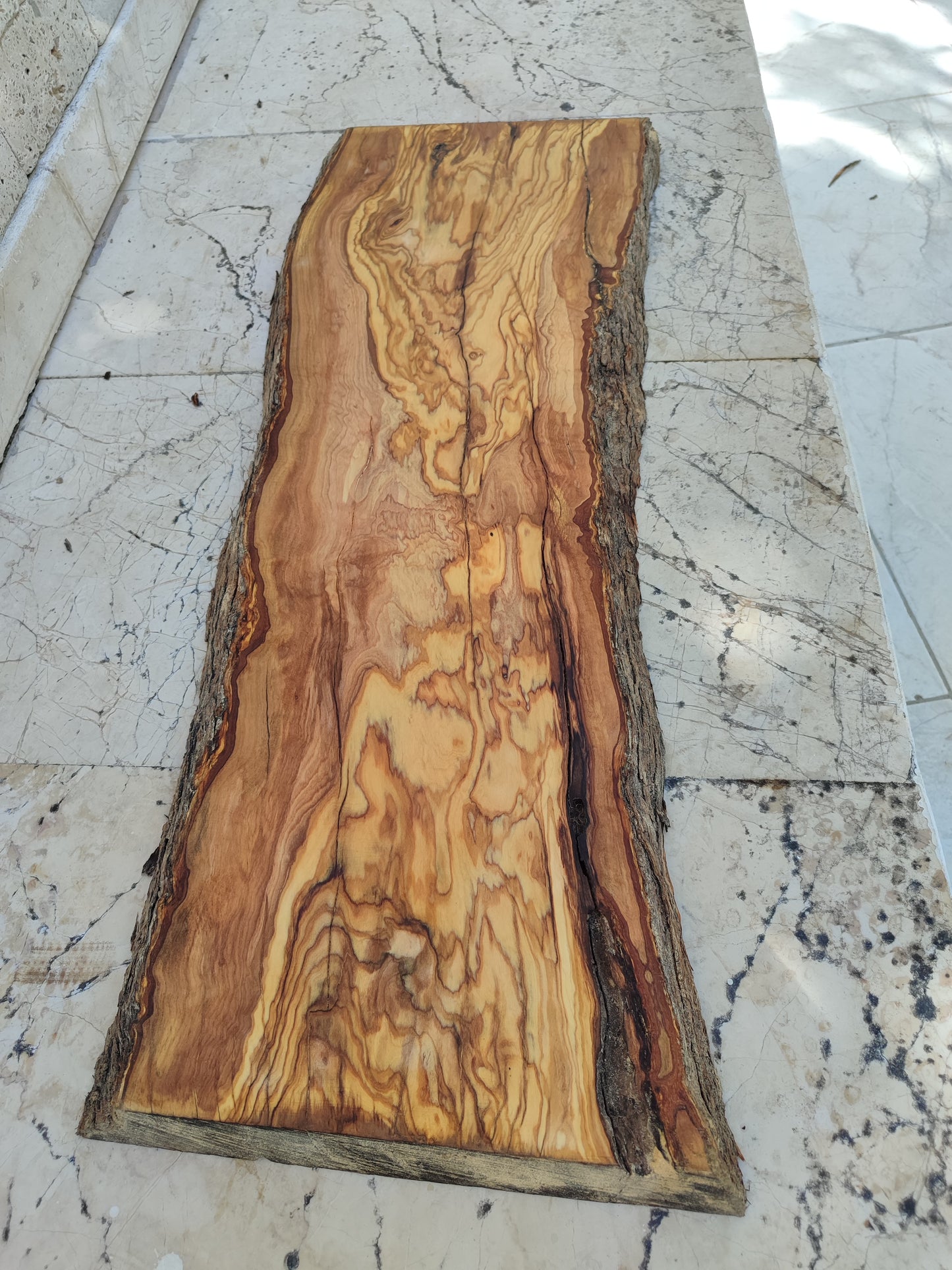 Rare Premium Olive Wood Live Edge Slab - Unique Grain - Sustainable Luxury