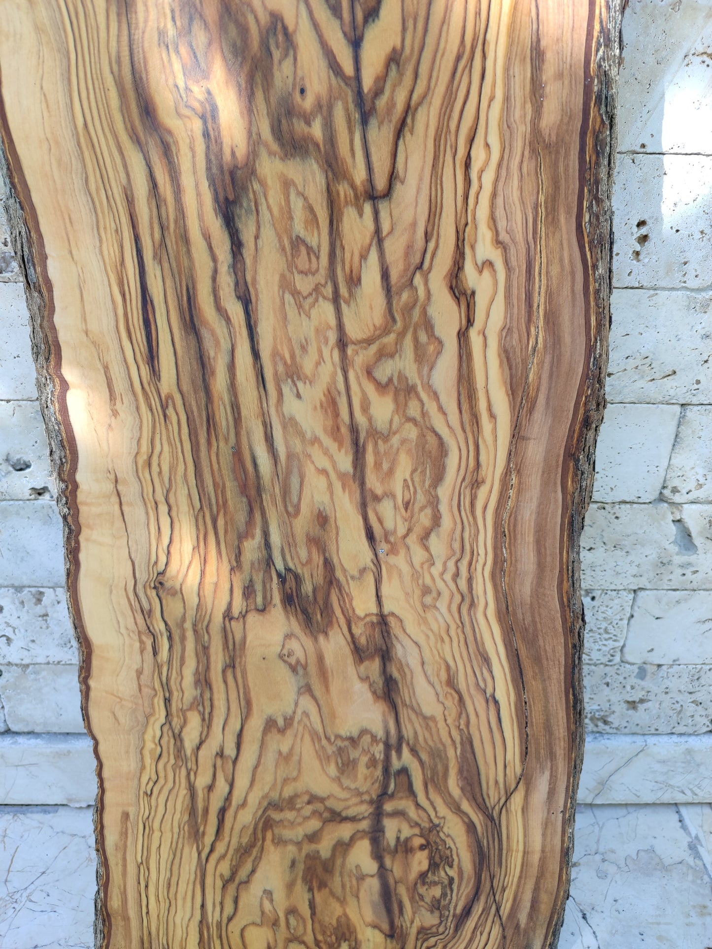 Rare Olive Wood Live Edge Slab – 33x78cm Premium Sustainable Luxury for Epoxy, Table & Craft