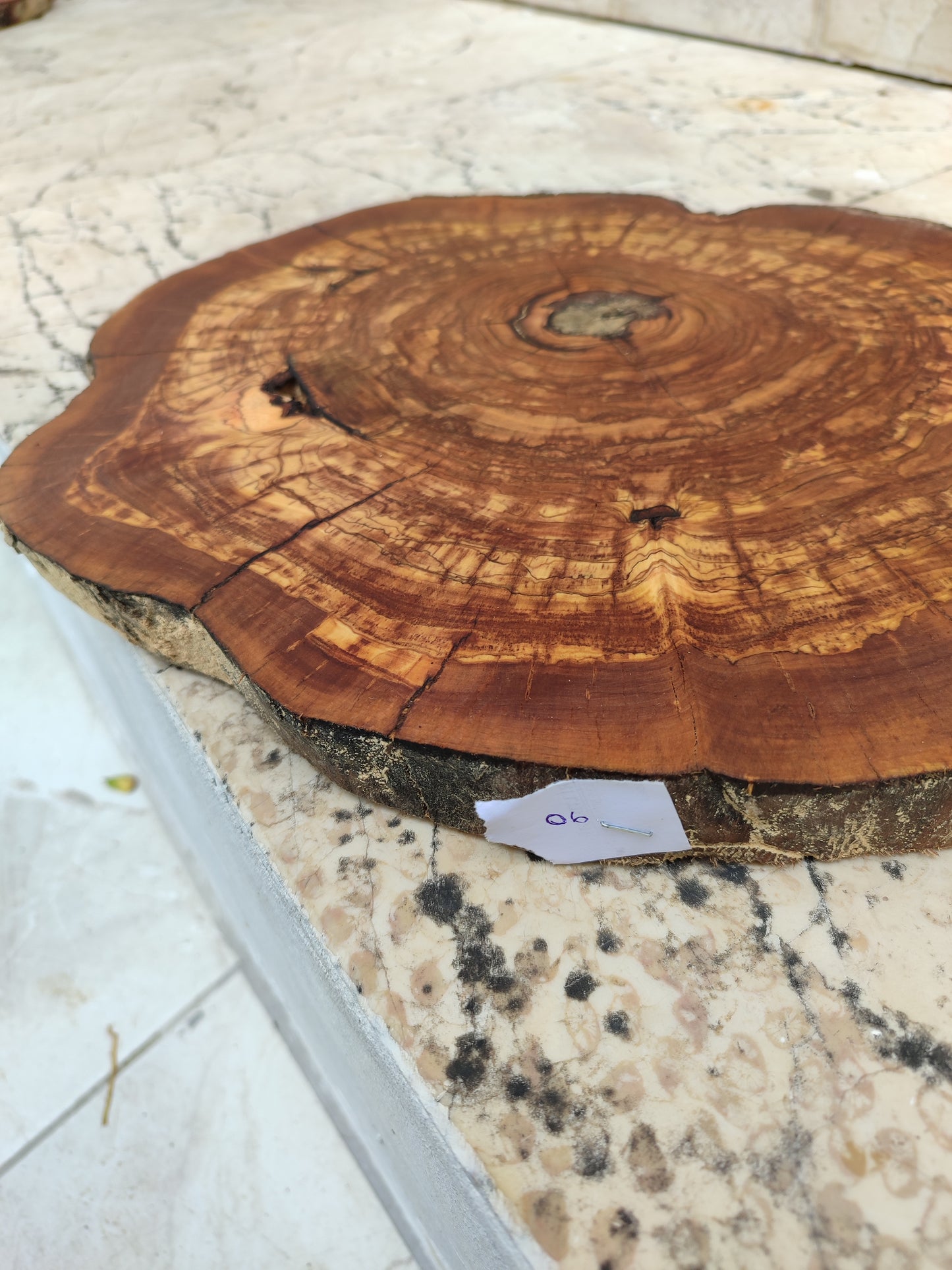 Rare Olive Wood Live Edge Slab – 32x40 cm Premium Sustainable Luxury, Unique Grain & Natural Luster