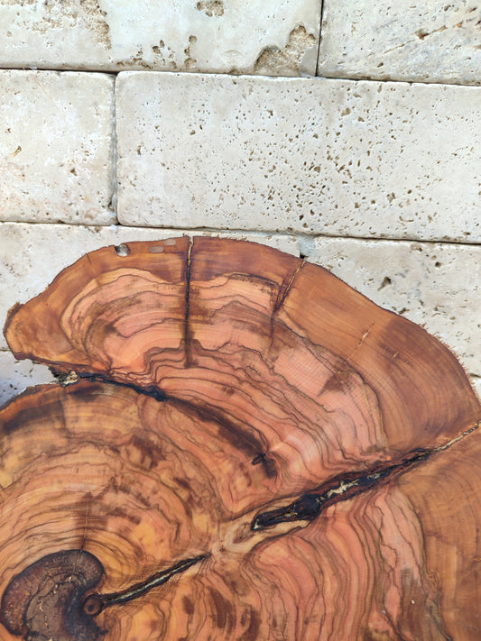 Rare Olive Wood Live Edge Slab - Unique Grain - Sustainable Luxury for Epoxy & Luxury Crafts (30x38 cm)