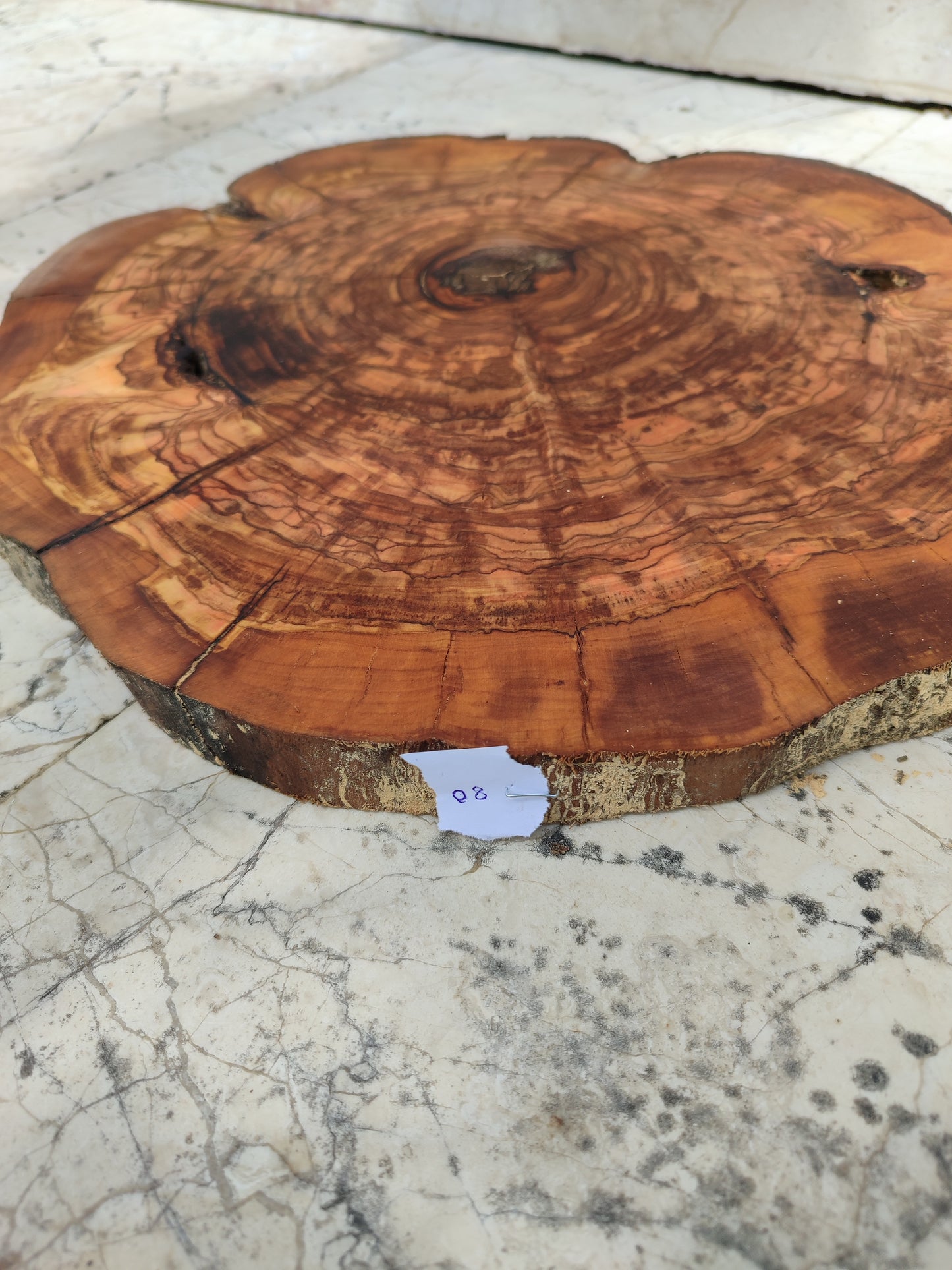 Rare Olive Wood Slab – Live Edge, Unique Grain, Sustainable Luxury – Premium Natural Luster for Epoxy & Artisan Crafts (31x37x2.5 cm)