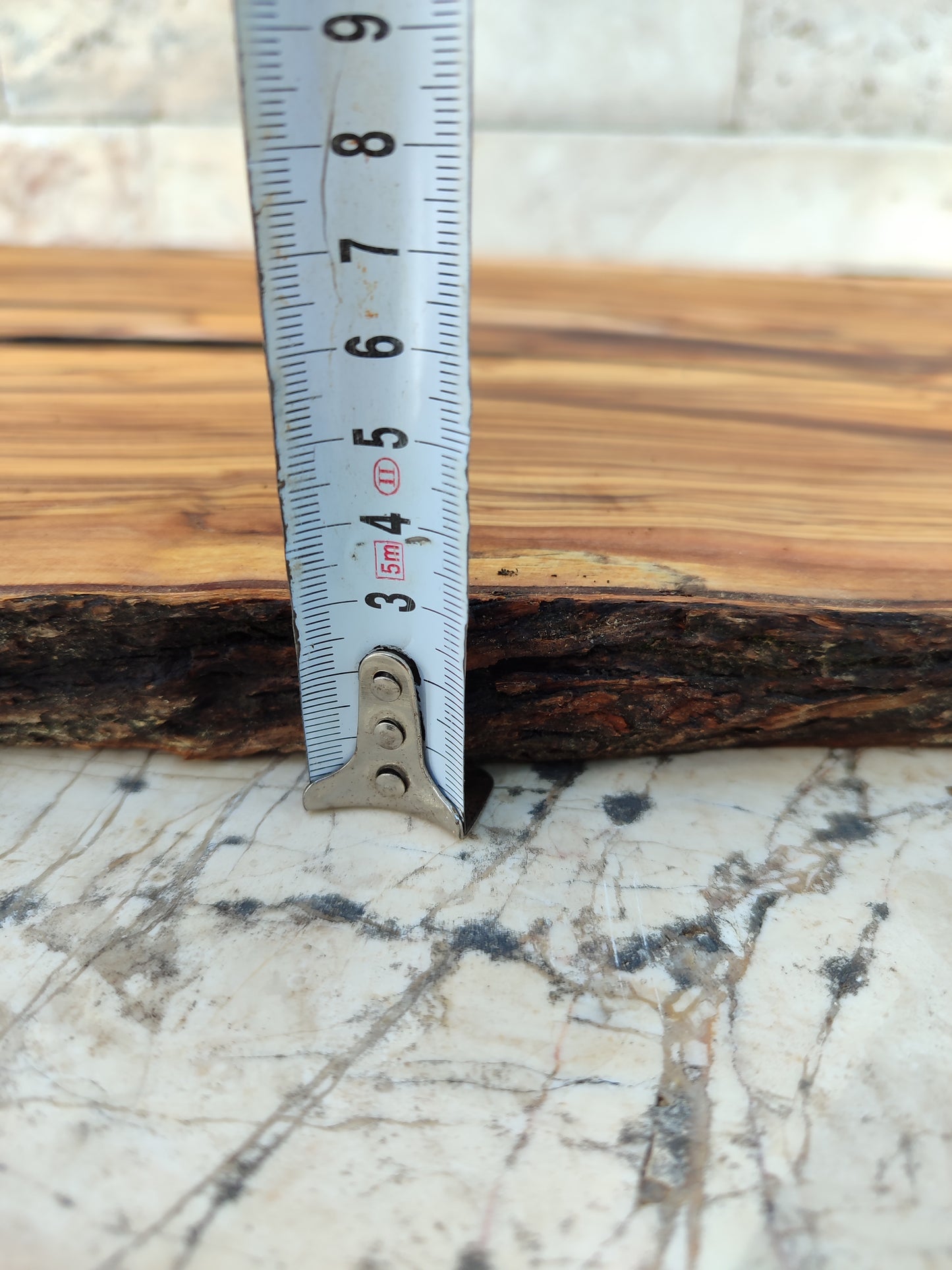 Rare Olive Wood Live Edge Slab β 35x79x2.7 cm β Natural Luster, Unique Grain, Sustainable Luxury
