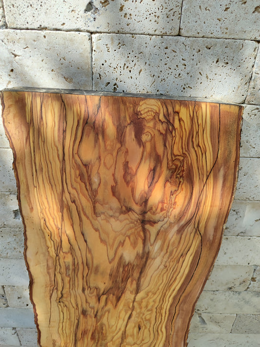 Rare Premium Olive Wood Live Edge Slab - Unique Grain - Sustainable Luxury
