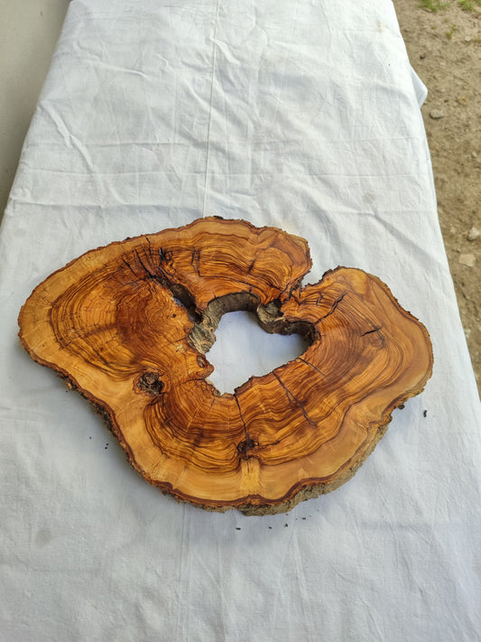 Rare Olive Wood Live Edge Slab – Premium Sustainable Luxury Unique Grain 29x39x3 cm - Olive Generic