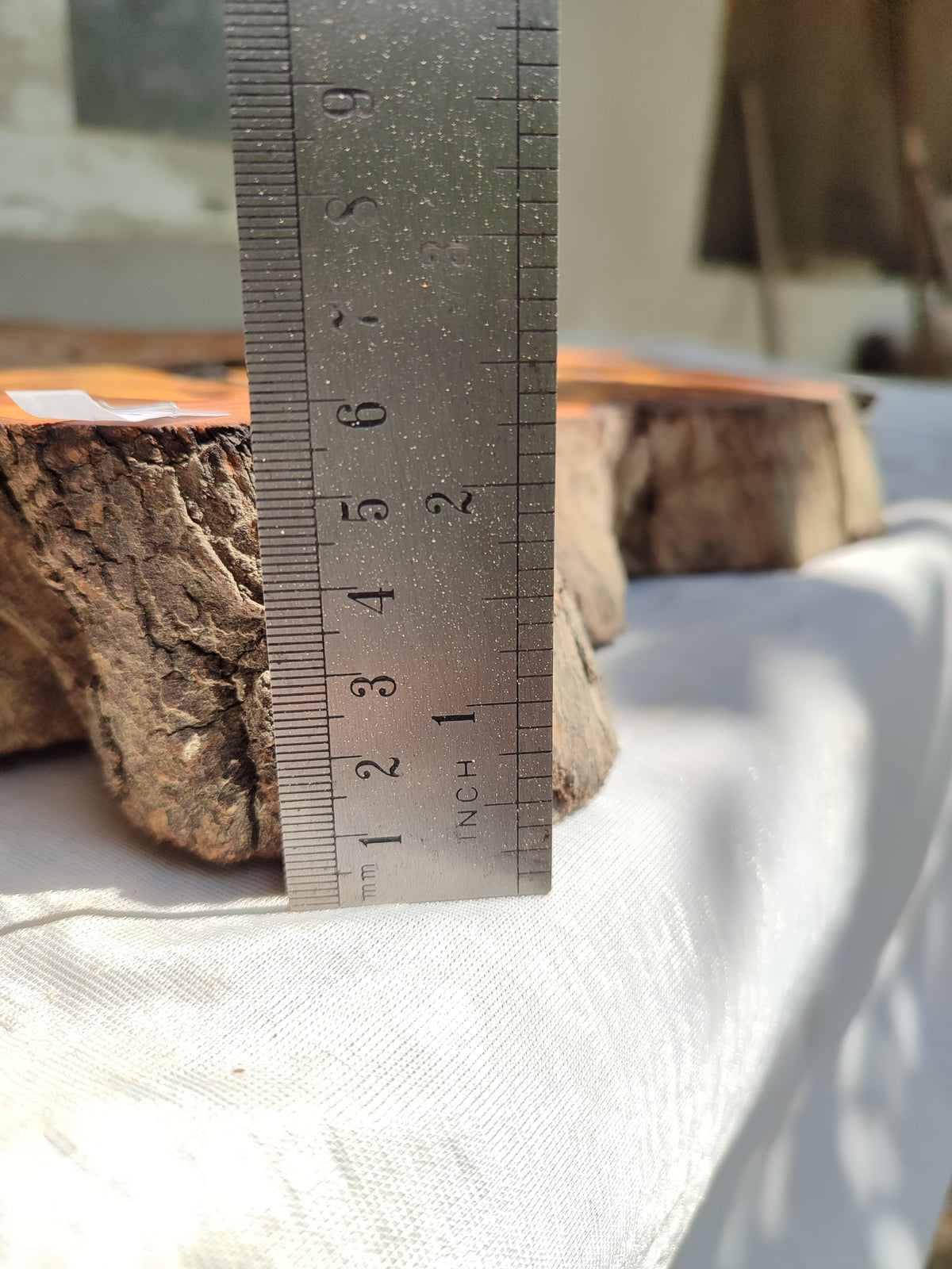 Thick Olive Wood Slab Live Edge 43x44x6cm Epoxy Statement