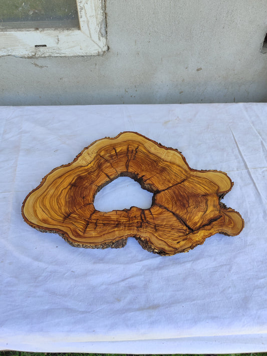 Rare Olive Wood Live Edge Slab 25x39cm - Unique Grain Epoxy Resin Wood for Clock & Guitar Body - Sustainable Luxury &