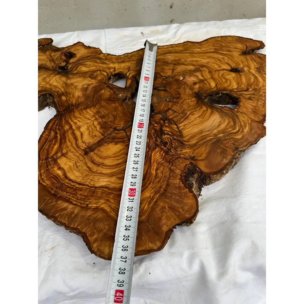 Rare Olive Wood Slab Live Edge 37x60cm | Unique Grain for Epoxy Resin & Coffee Table | Premium Luthier Wood | Sustainable Luxury Art.