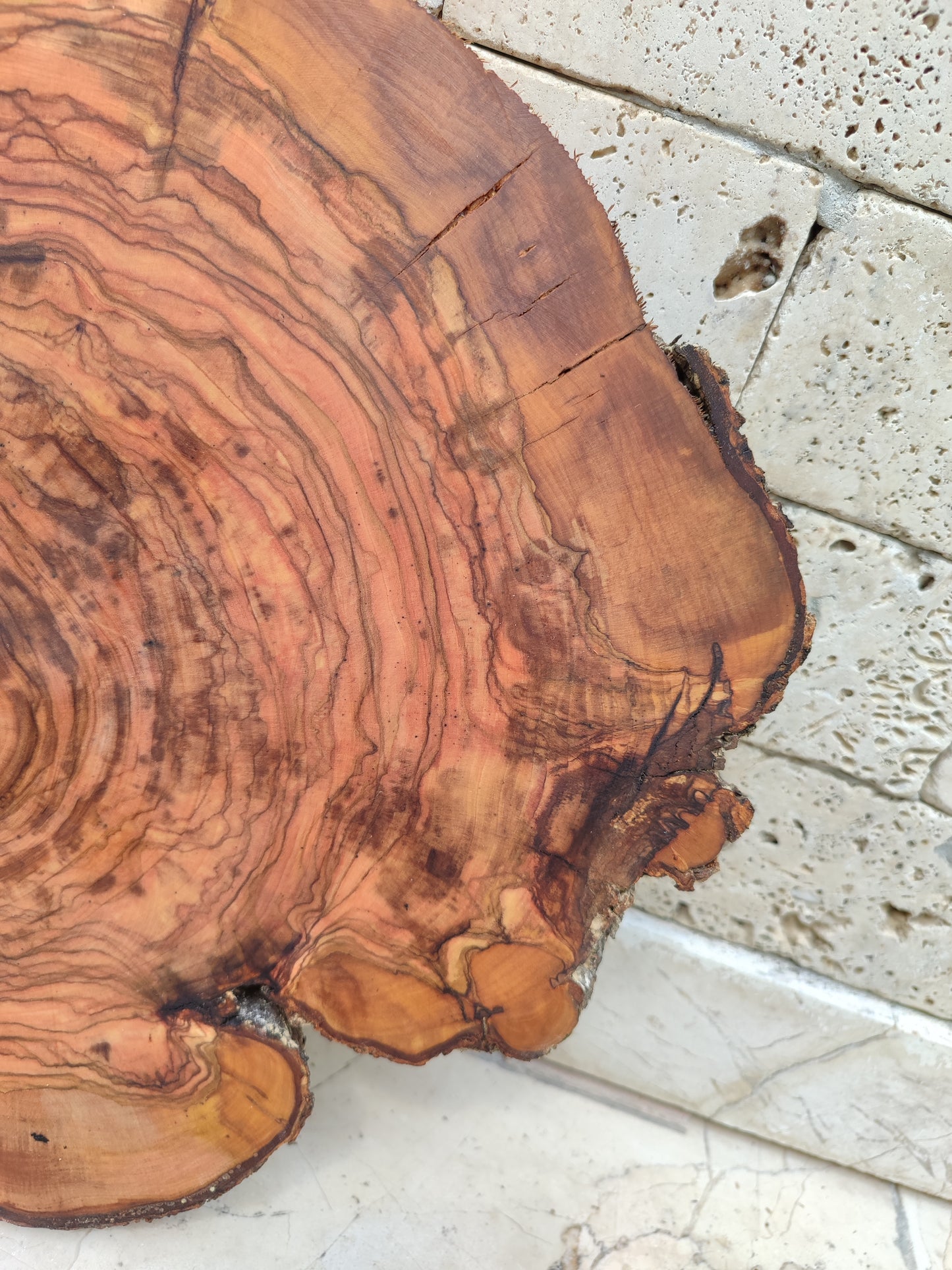 Rare Olive Wood Live Edge Slab – 32x40 cm Premium Sustainable Luxury, Unique Grain & Natural Luster