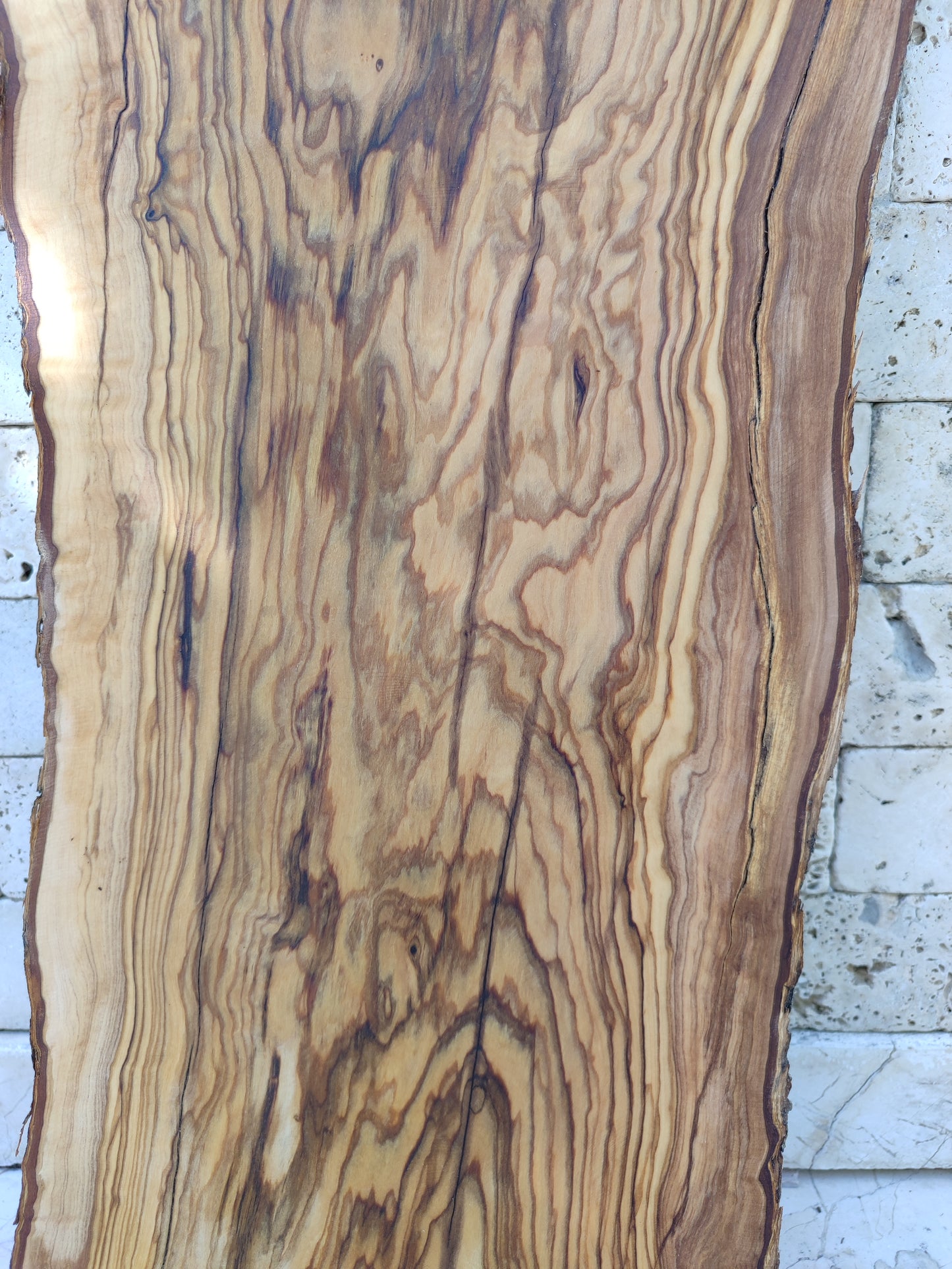 Rare Premium Olive Wood Live Edge Slab - Unique Grain - Sustainable Luxury