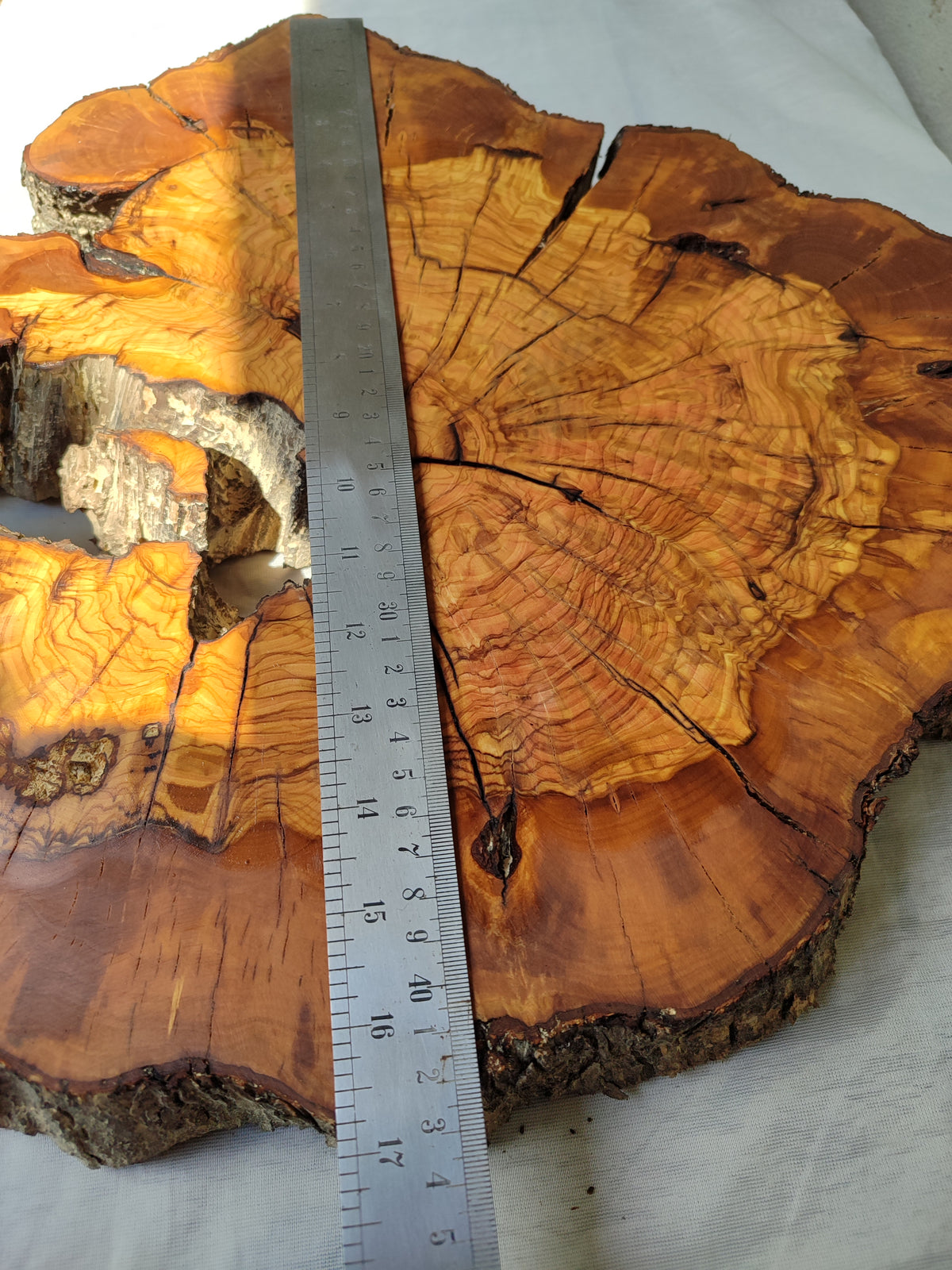 Thick Olive Wood Slab Live Edge 43x44x6cm Epoxy Statement