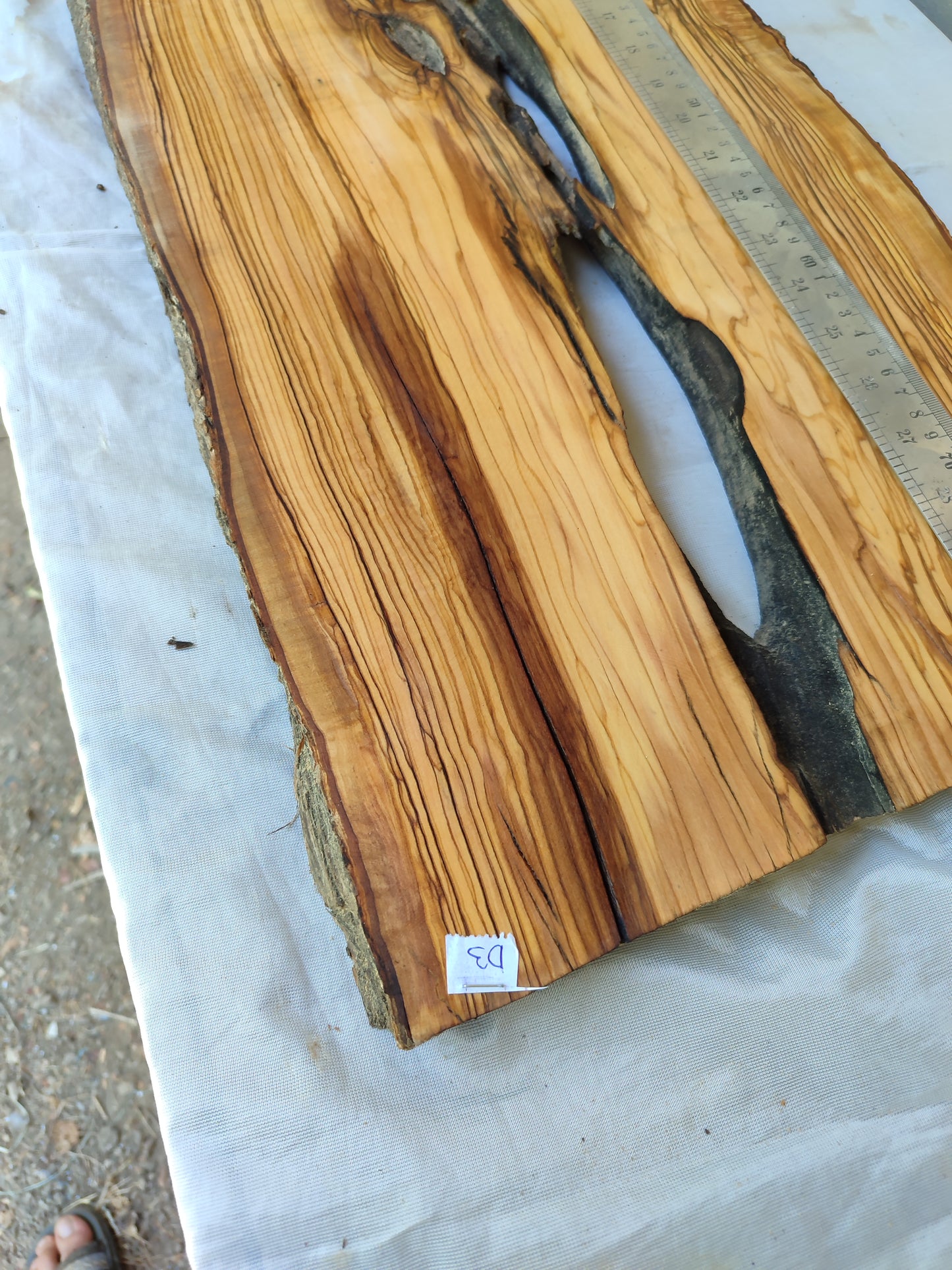Rare Olive Wood Slab – Live Edge, Unique Grain, Sustainable Luxury, 30x80x2.7 cm, Epoxy Friendly, Natural Luster