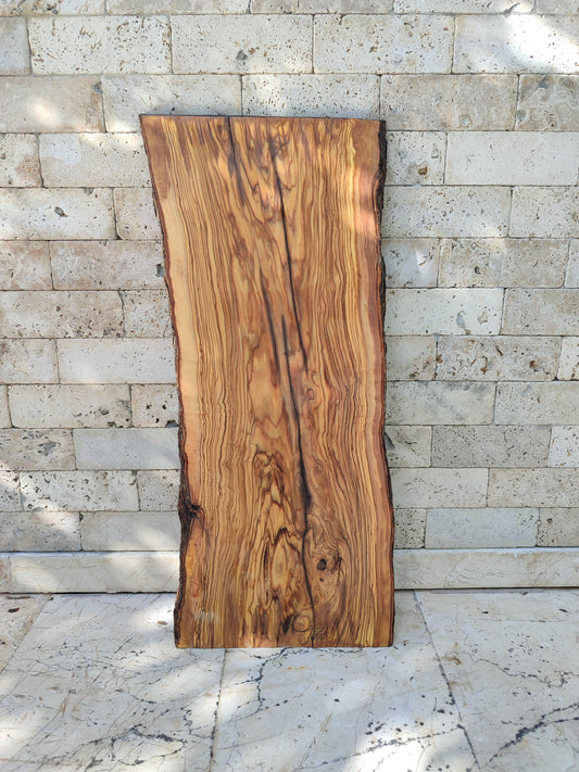 Rare Olive Wood Live Edge Slab – 35x79x2.7 cm – Natural Luster, Unique Grain, Sustainable Luxury
