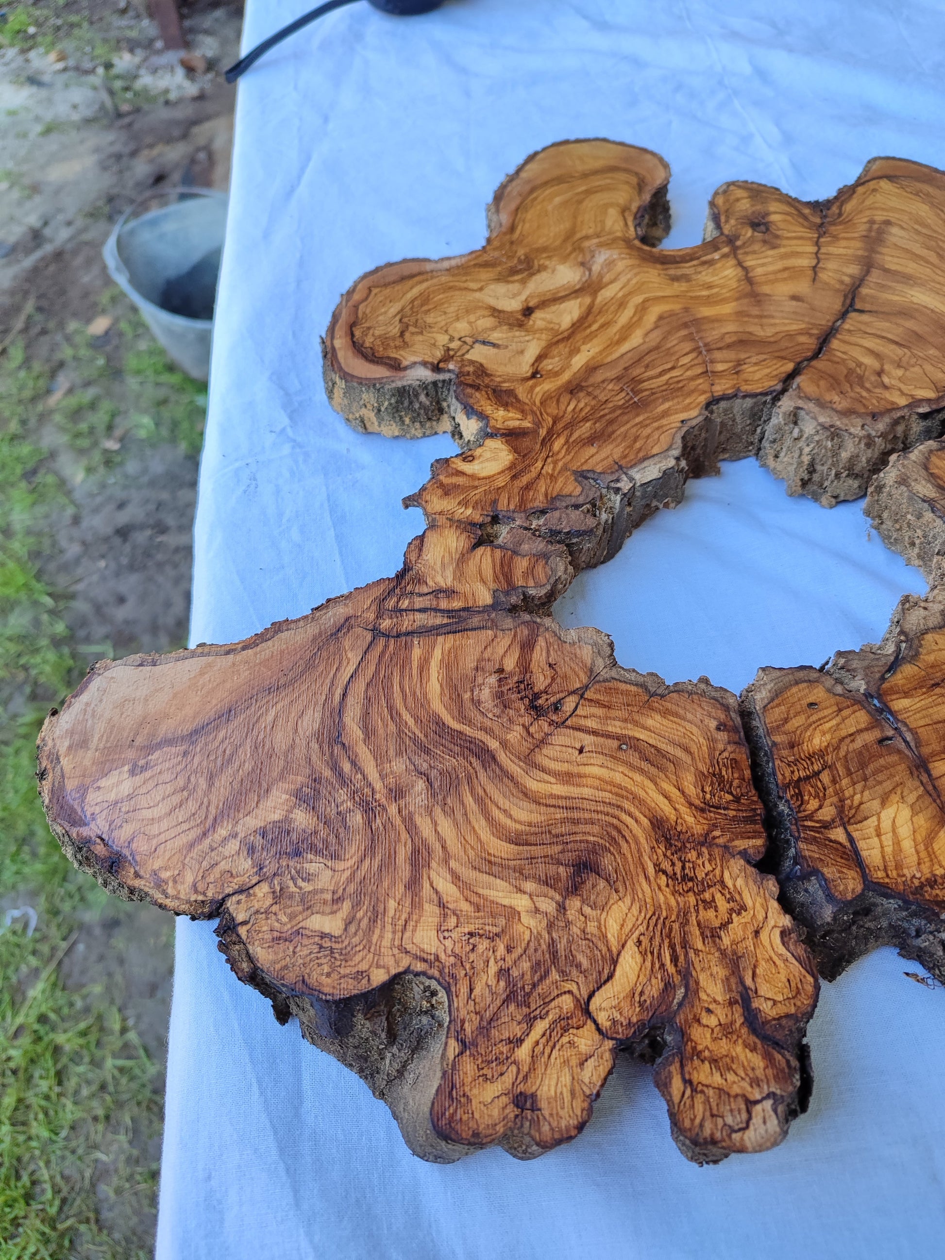 Rare Ancient Olive Wood Slab 43x53cm Live Edge Lumber for Epoxy Resin.