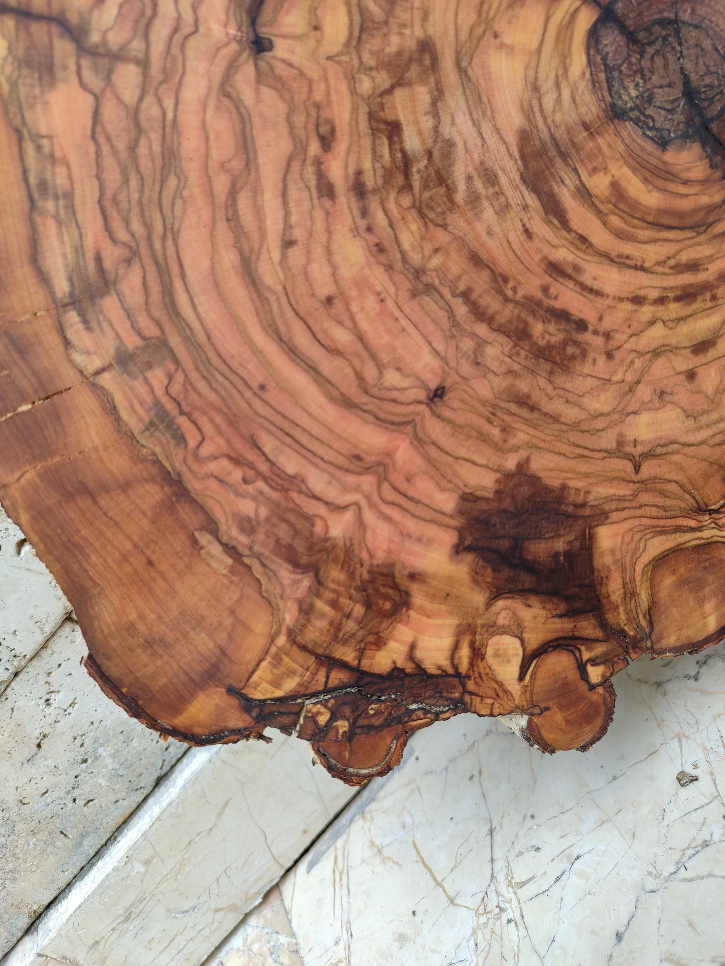 Rare Olive Wood Live Edge Slab – 31x40cm Premium Sustainable Luxury, Unique Grain, Natural Luster, Epoxy Friendly