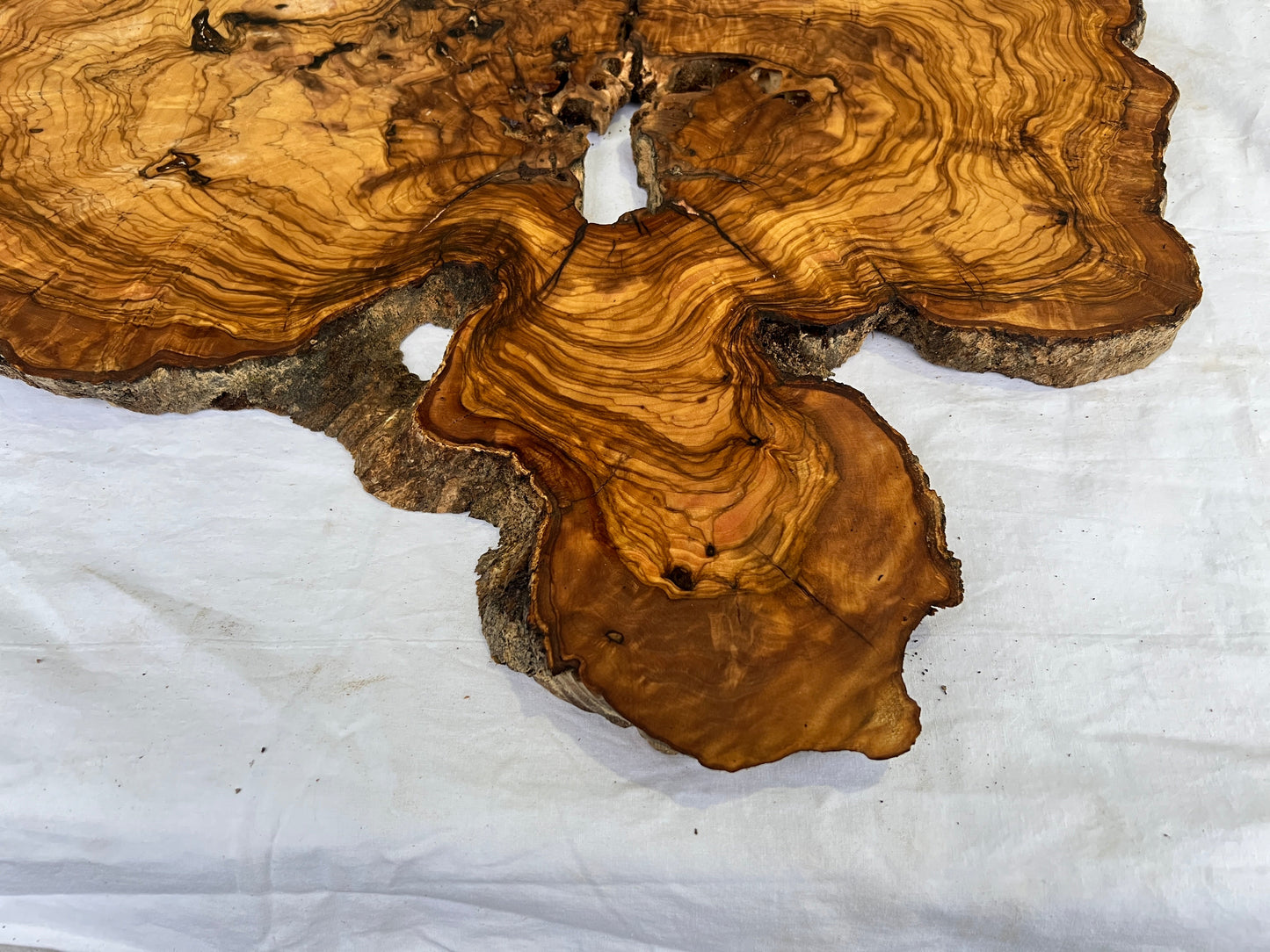 Rare Olive Wood Slab 42x65cm | Live Edge for Epoxy Resin & Wall Art | Unique Grain Sustainable Luxury | Super Dry DIY Craft Wood.