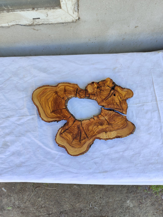 Rare Olive Wood Slab 28x39cm - Ultra Dry Live Edge Burl for Epoxy Resin & Luxury Crafts | Unique Grain Luthier Material
