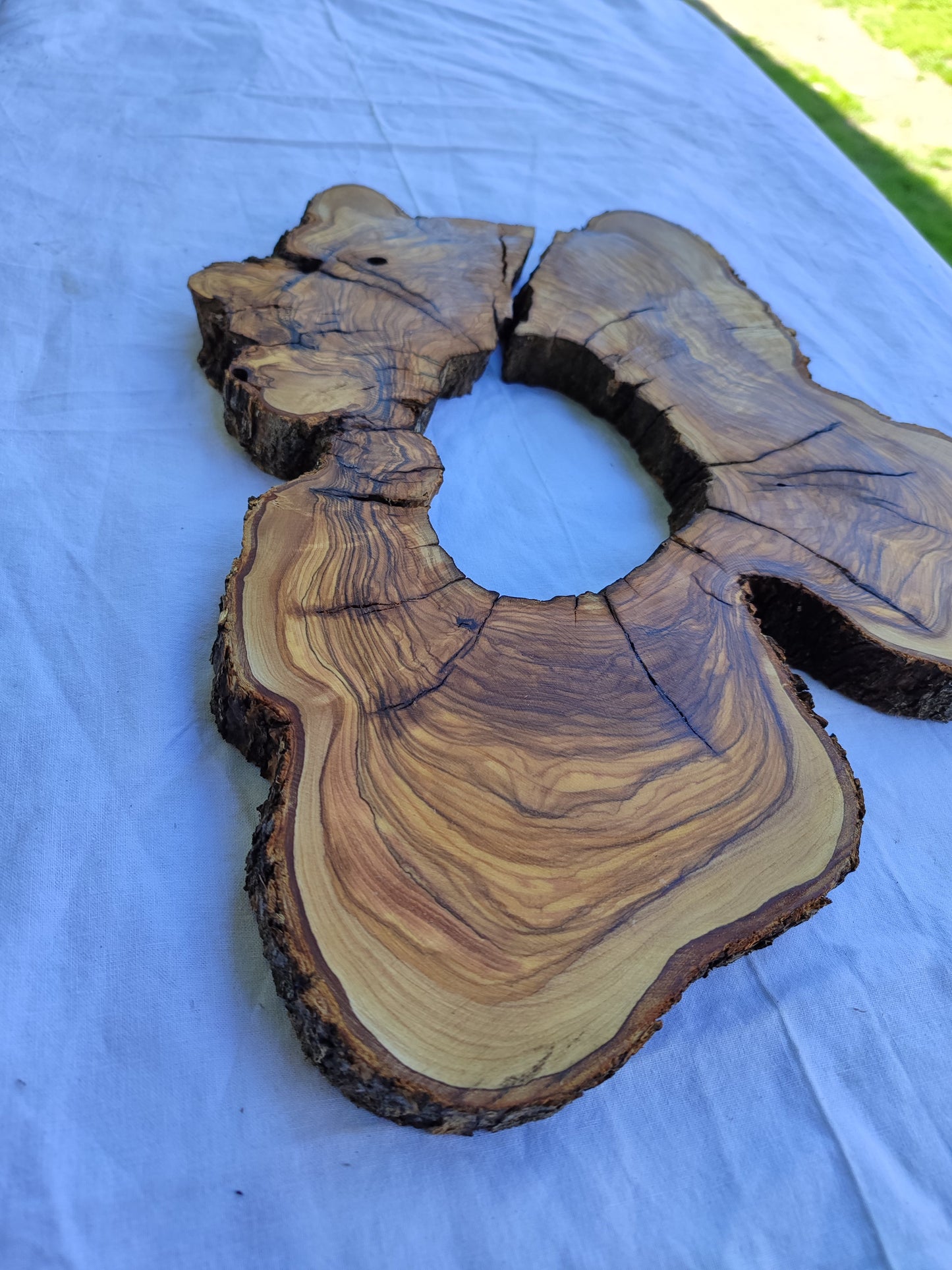 Rare Olive Wood Slab 28x39cm - Ultra Dry Live Edge Burl for Epoxy Resin & Luxury Crafts | Unique Grain Luthier Material