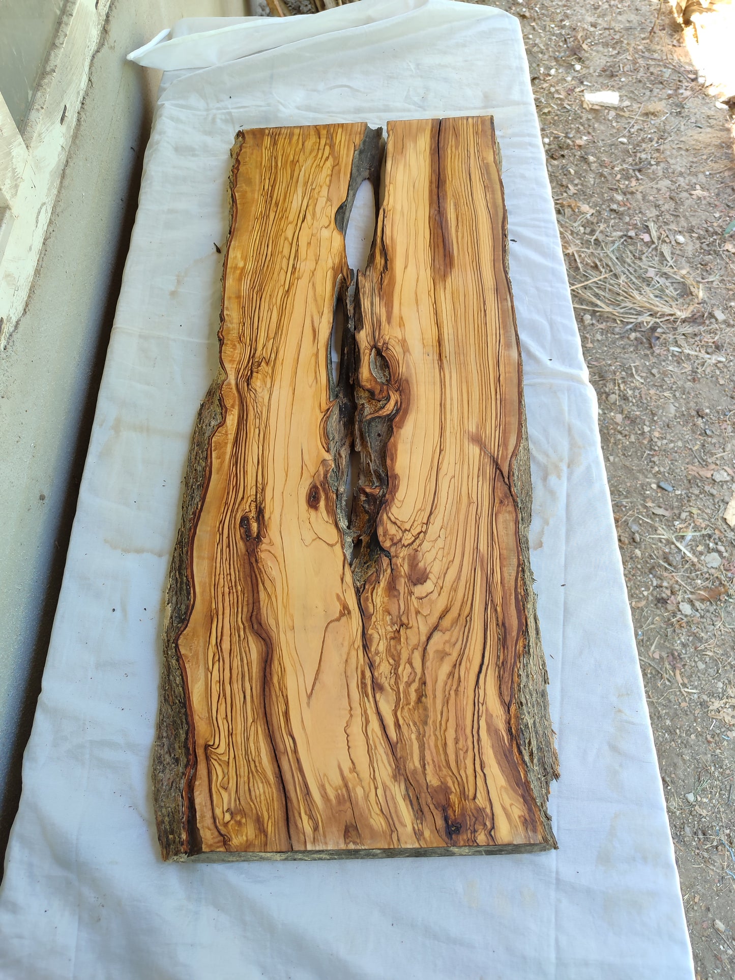 Rare Olive Wood Slab – Live Edge, Unique Grain, Sustainable Luxury, 30x80x2.7 cm, Epoxy Friendly, Natural Luster