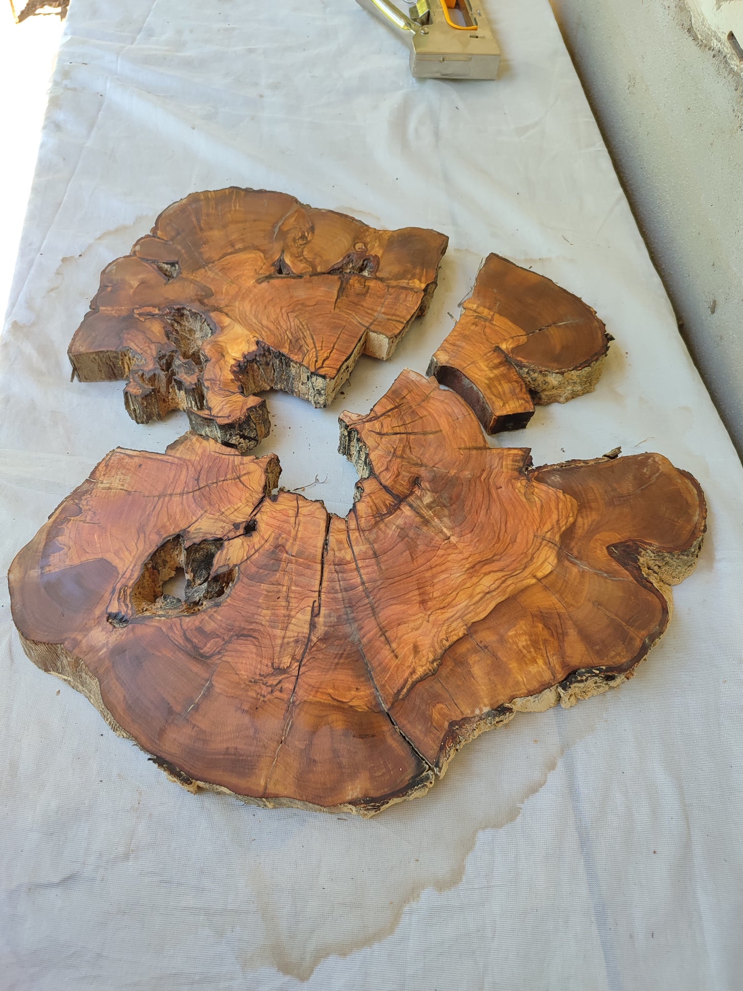 Rare Olive Wood Slab – Live Edge, Unique Grain, Sustainable Luxury | 40x44x2.5 cm