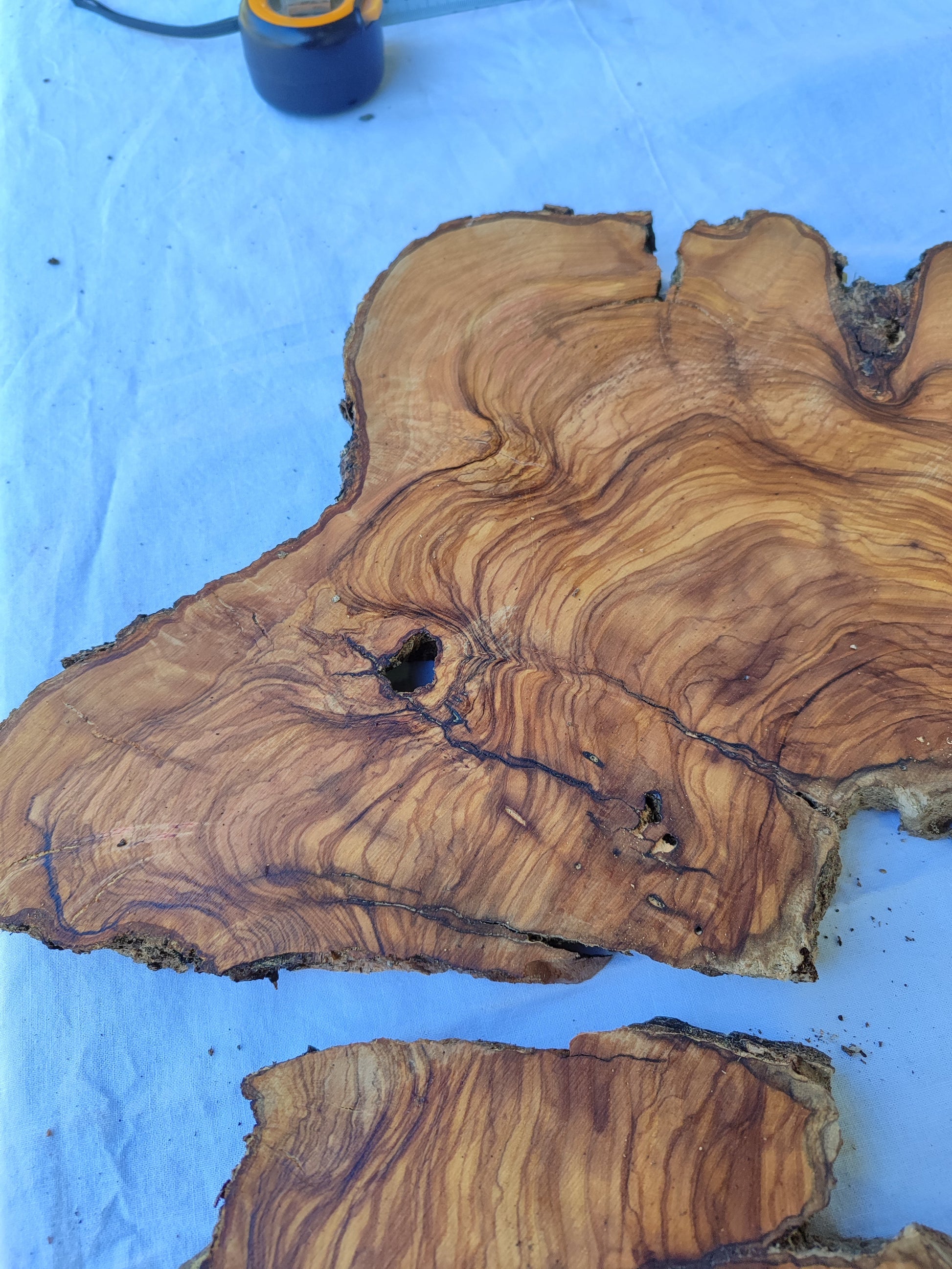 Rare Olive Wood Slab 51x53cm | Premium Live Edge for Epoxy Resin, Clock, Guitar Body | Ultra Dry Sustainable Luxury DIY Lumber.