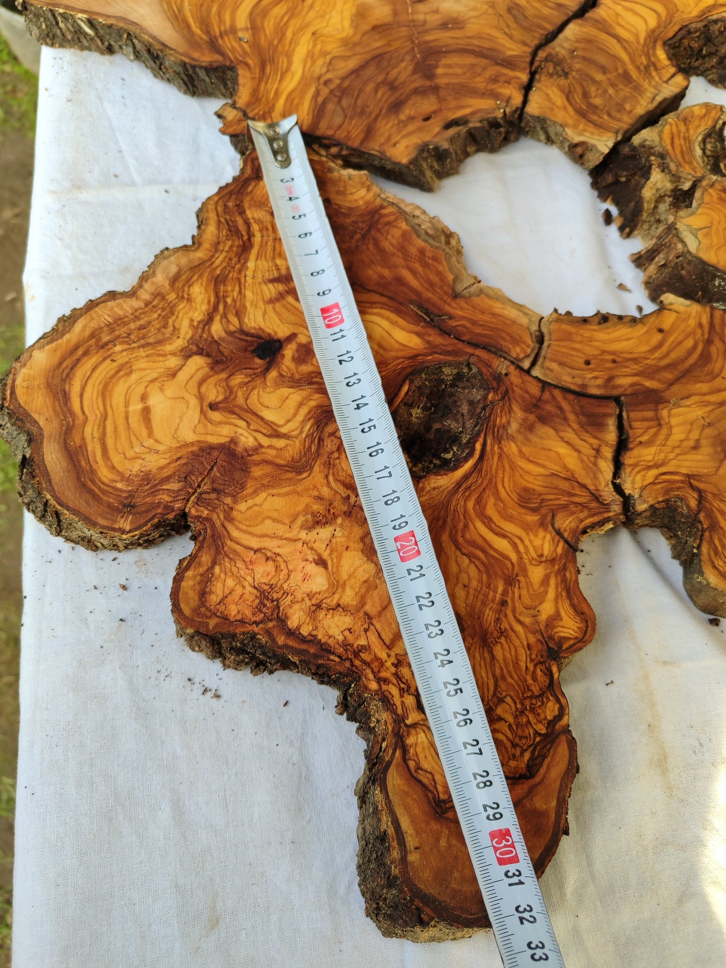 Rare Olive Wood Slab 23"x23" | Live Edge Epoxy Table Top | Premium Luthier Wood | Dry Exotic Lumber | Unique Grain DIY Art 58x59cm.