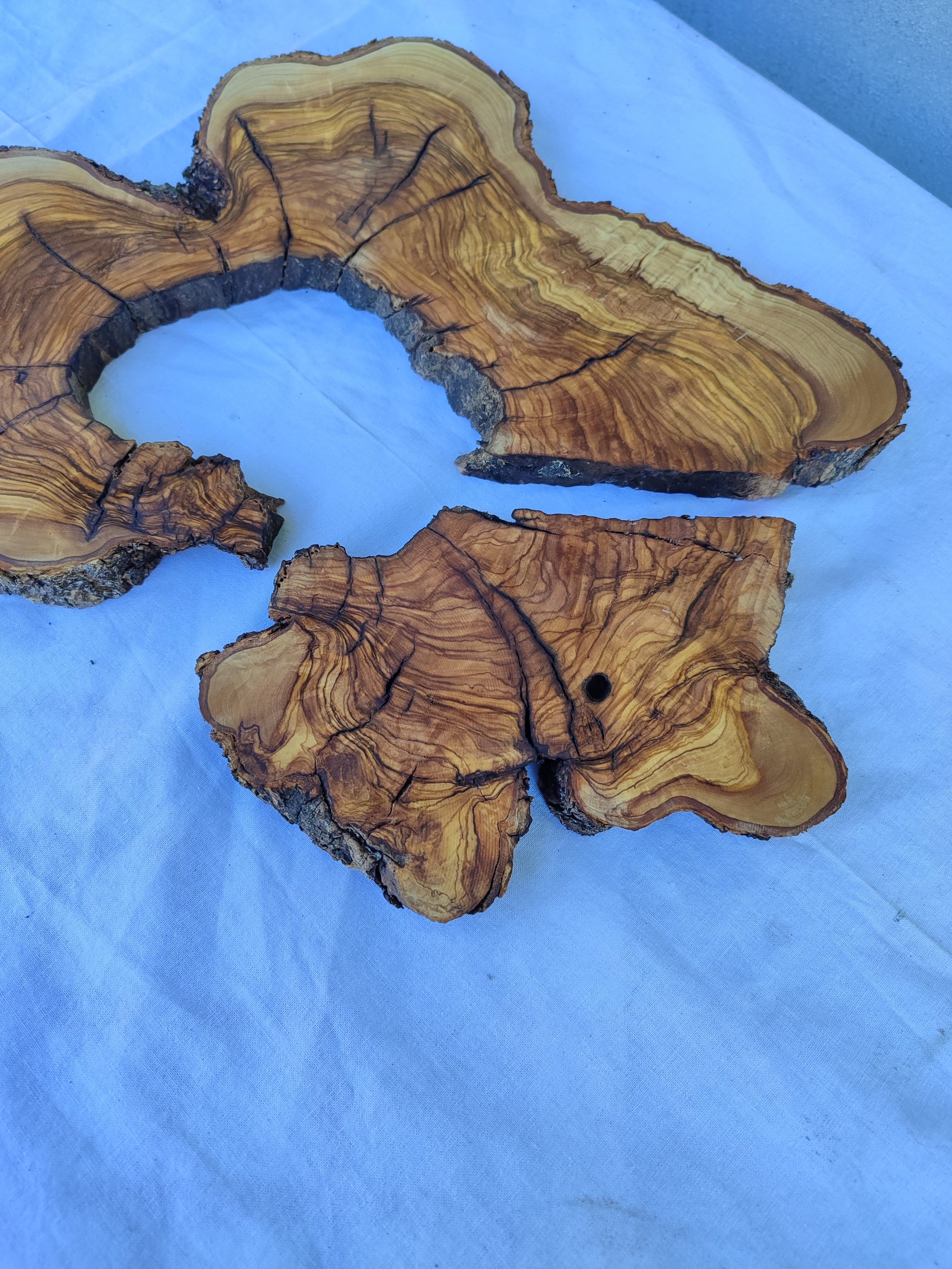 Rare Olive Wood Live Edge Slab 28x40cm - Ultra Dry Figured Lumber for Epoxy Resin Clock Guitar & Luxury Crafts