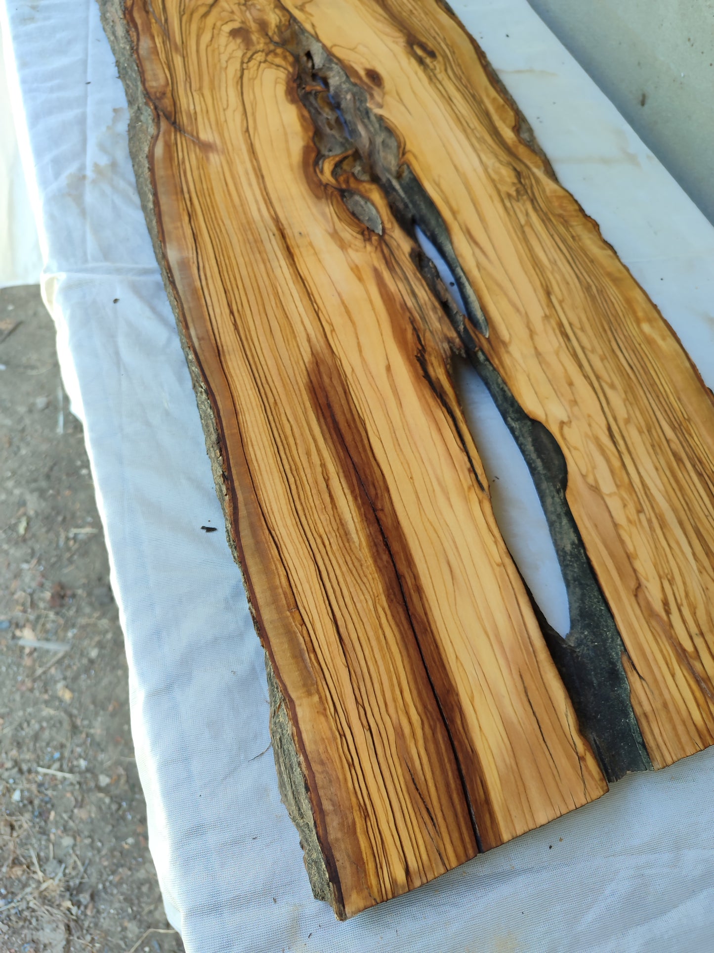 Rare Olive Wood Slab – Live Edge, Unique Grain, Sustainable Luxury, 30x80x2.7 cm, Epoxy Friendly, Natural Luster