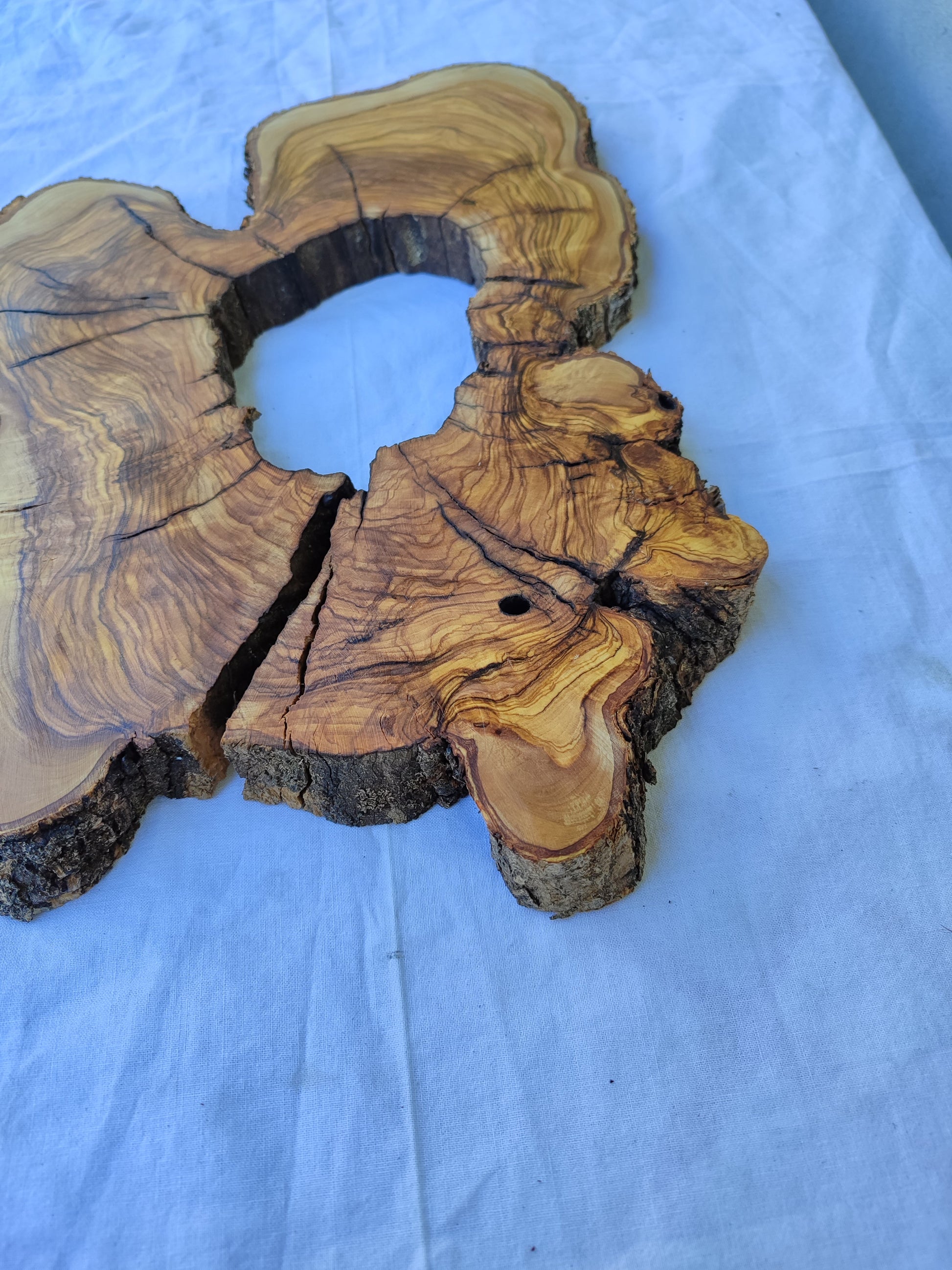 Rare Olive Wood Slab 28x39cm - Ultra Dry Live Edge Burl for Epoxy Resin & Luxury Crafts | Unique Grain Luthier Material