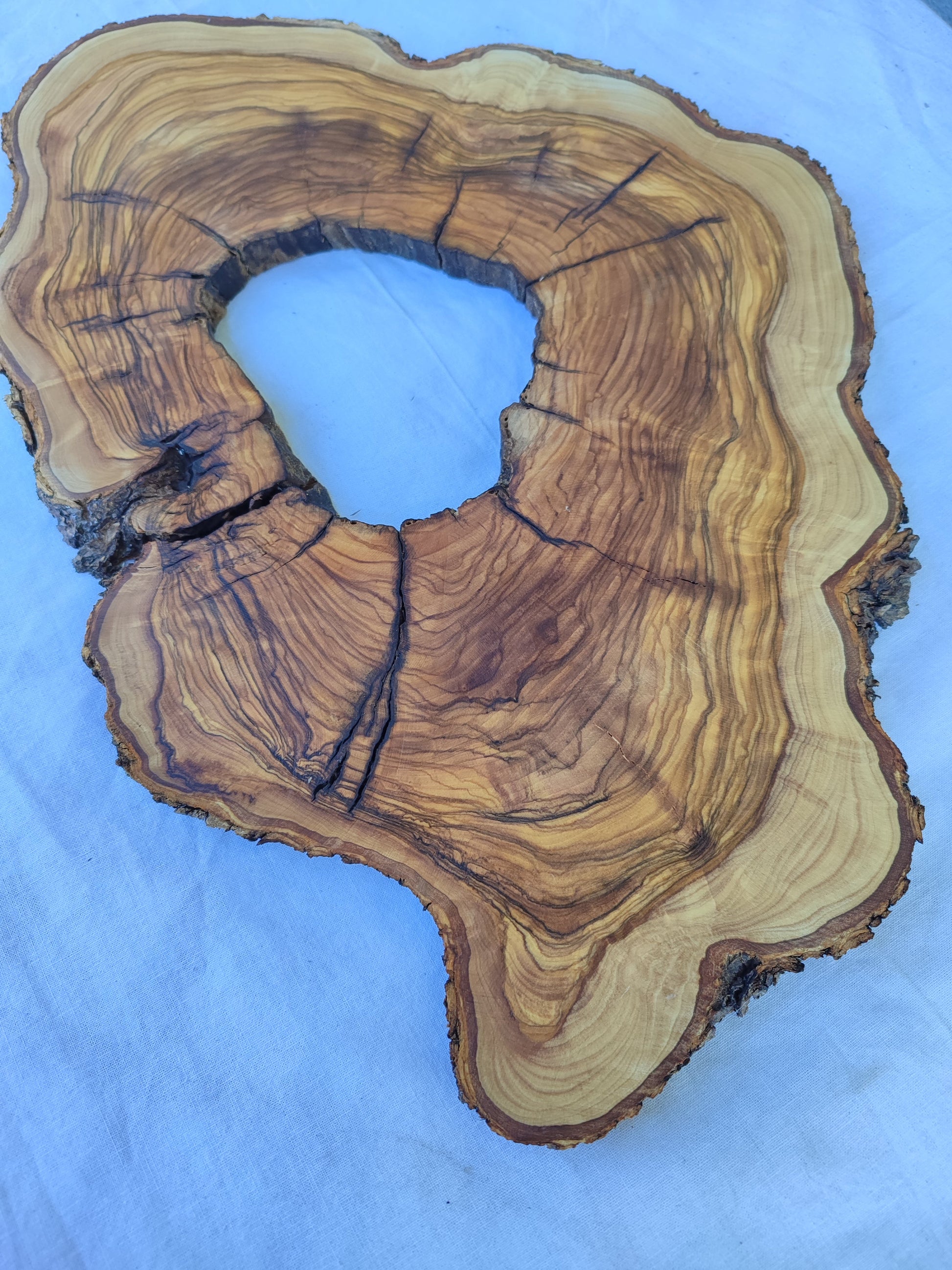 Rare Olive Wood Live Edge Slab 26x38cm | Ultra Dry 3% Moisture | Unique Grain for Epoxy Resin & Luthier Art