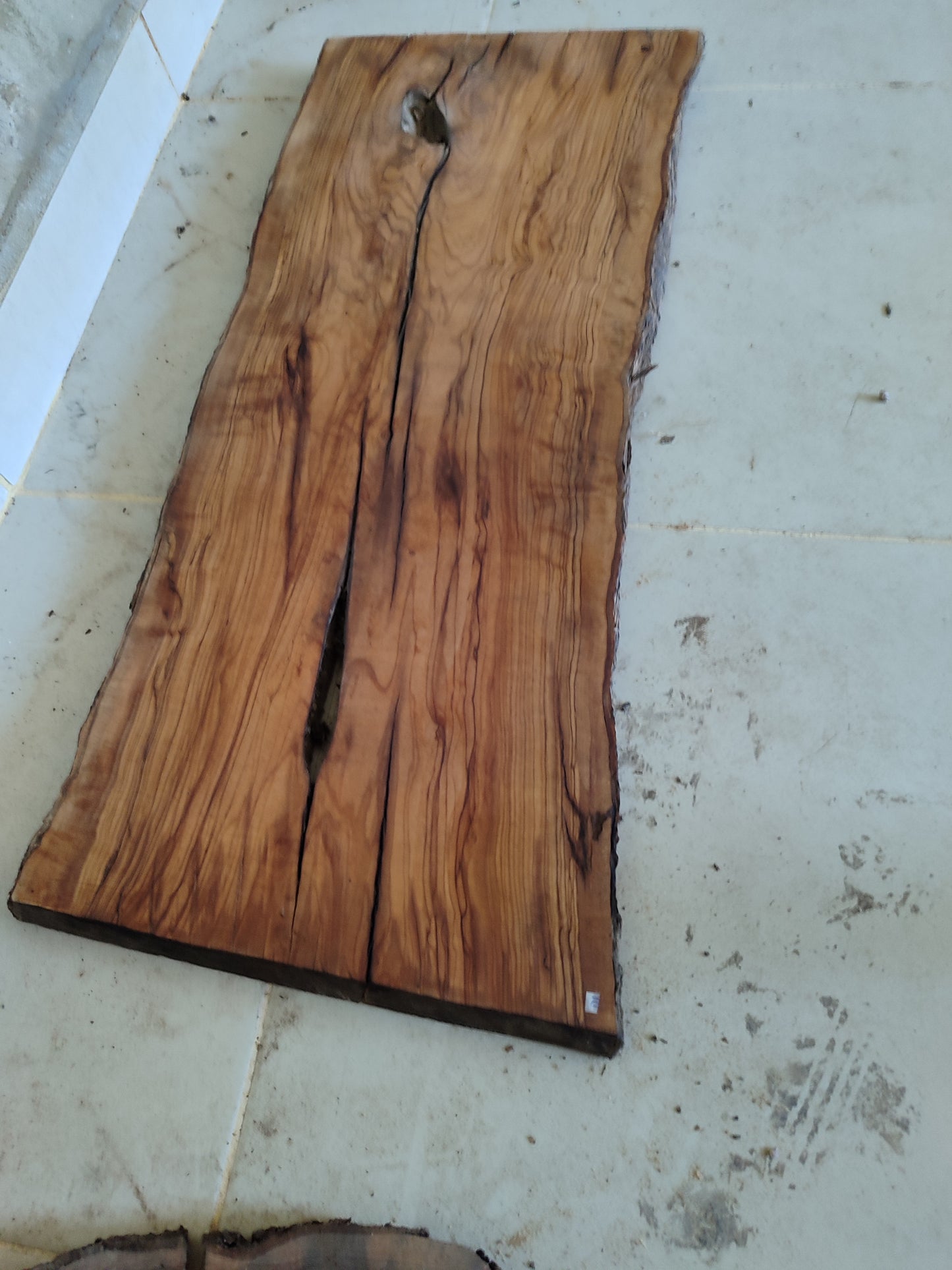 Rare Live Edge Olive Wood Slab – 33x80cm, Sustainable Luxury, Unique Grain, Natural Luster