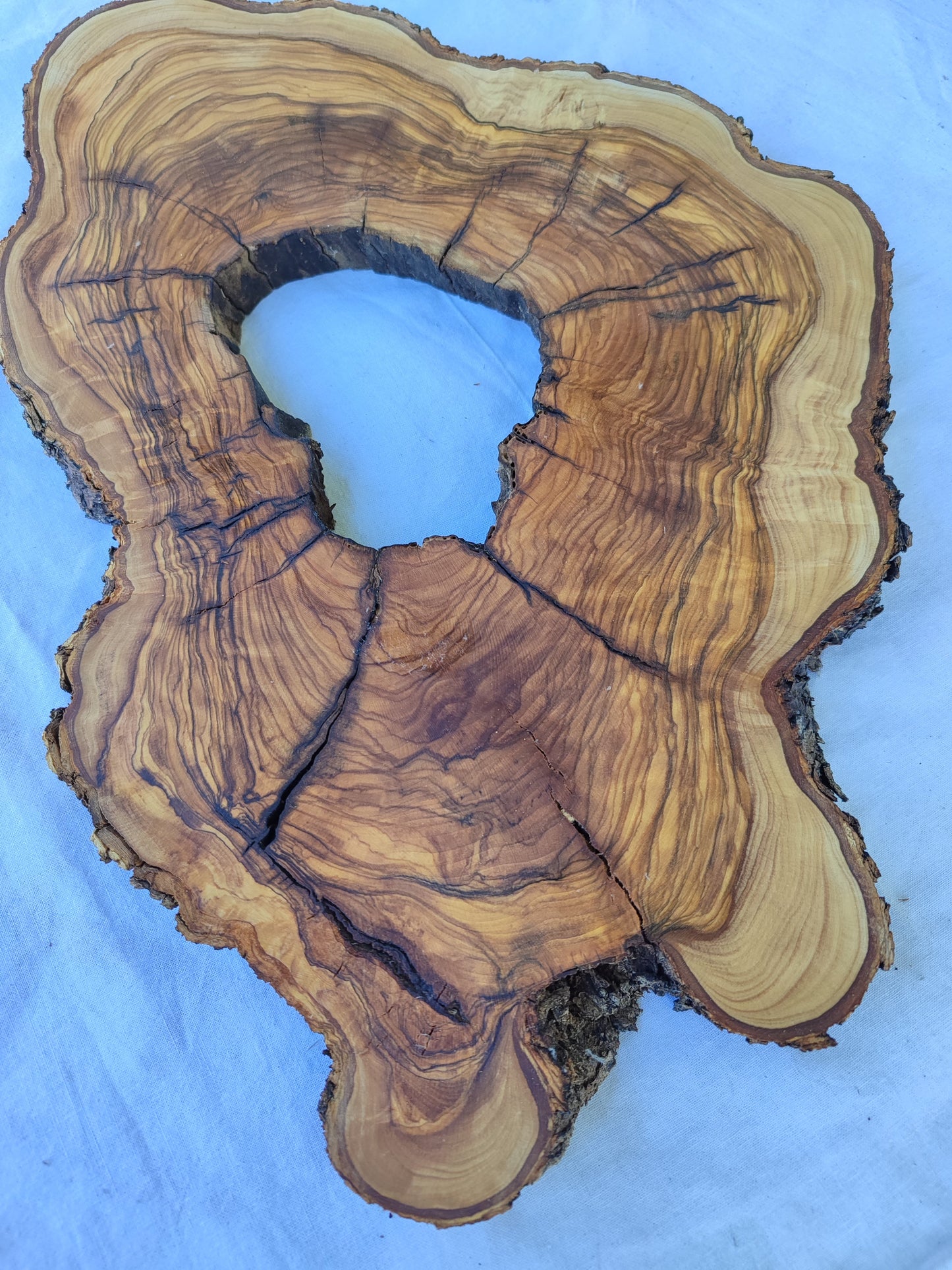 Rare Olive Wood Live Edge Slab 25x39cm - Unique Grain Epoxy Resin Wood for Clock & Guitar Body - Sustainable Luxury &
