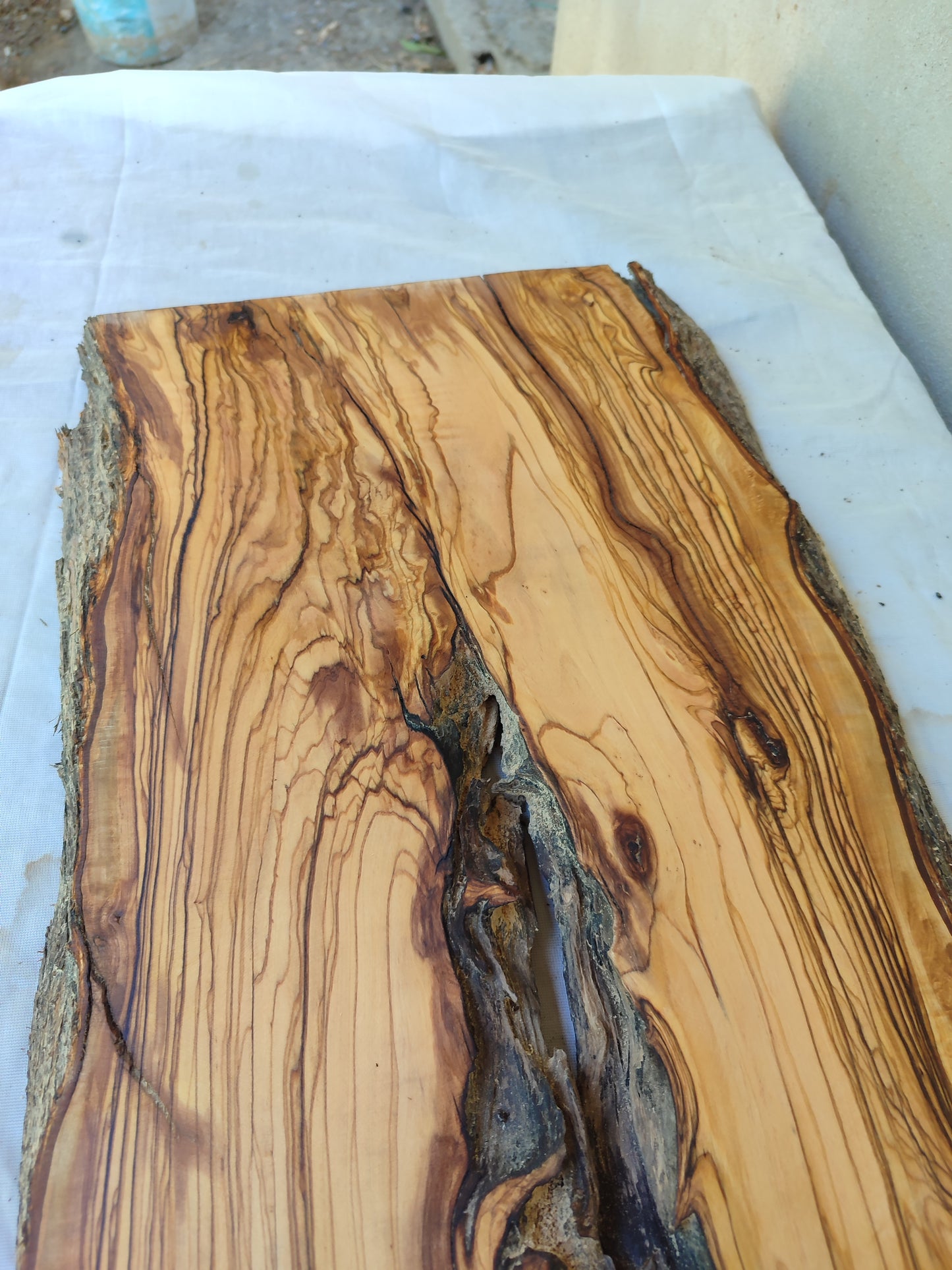 Rare Olive Wood Slab – Live Edge, Unique Grain, Sustainable Luxury, 30x80x2.7 cm, Epoxy Friendly, Natural Luster