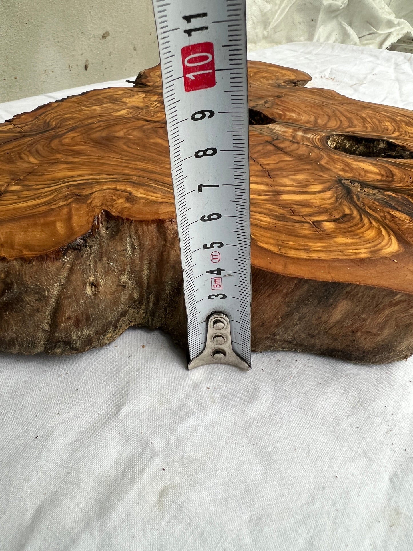 Rare Olive Wood Slab 28x52cm | Dry Live Edge Burl for Resin Art, Clock & Luthier | Unique Grain Sustainable Luxury Woodworking Material.