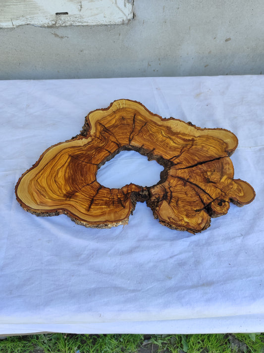 Rare Olive Wood Live Edge Slab 28x40cm | Exotic Epoxy Resin & Luthier Wood | Super Dry 3% Moisture | Sustainable Luxury