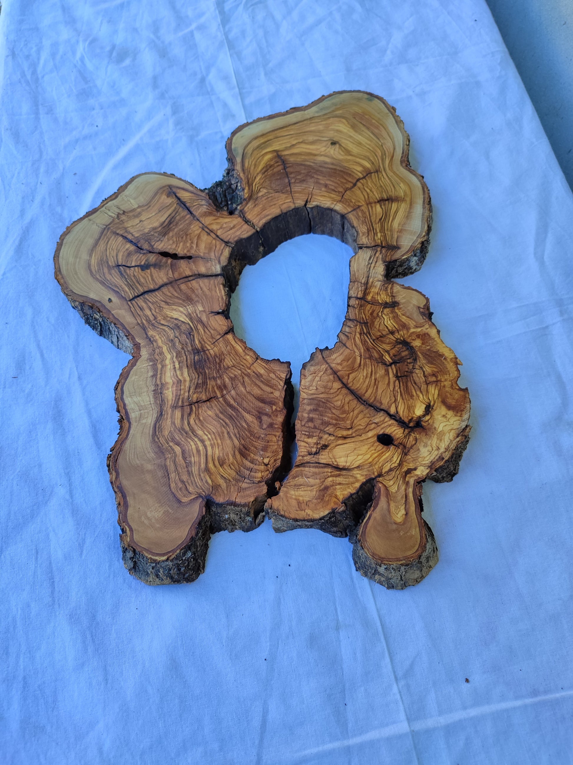 Rare Live Edge Olive Wood Slab 29x40cm | Unique Grain for Epoxy Guitar & Luxury Crafts | Ultra-Dry 3% Moisture Lumber