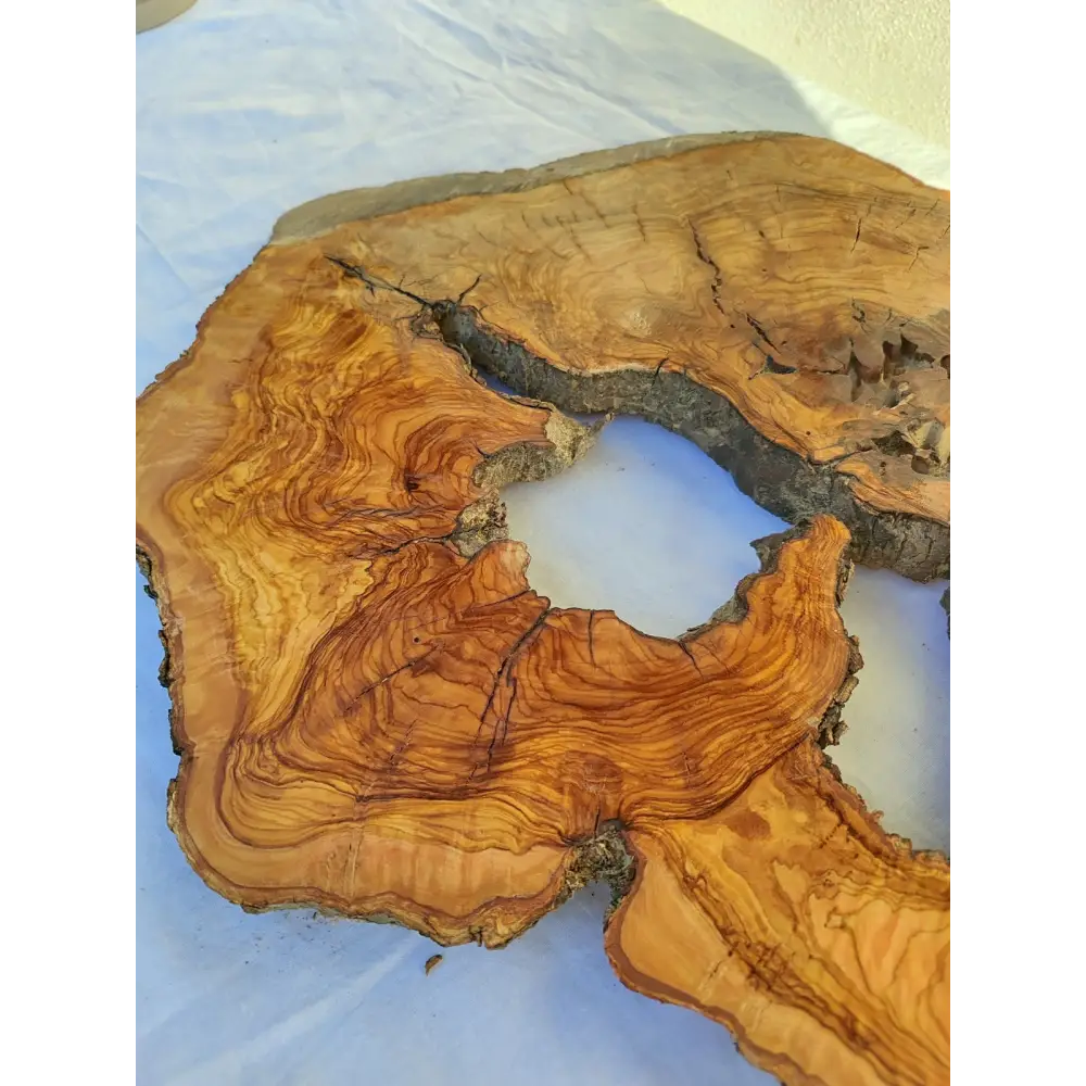 200+ Year Old Olive Wood Slab | Large Live Edge Olive Wood Slice with Voids.