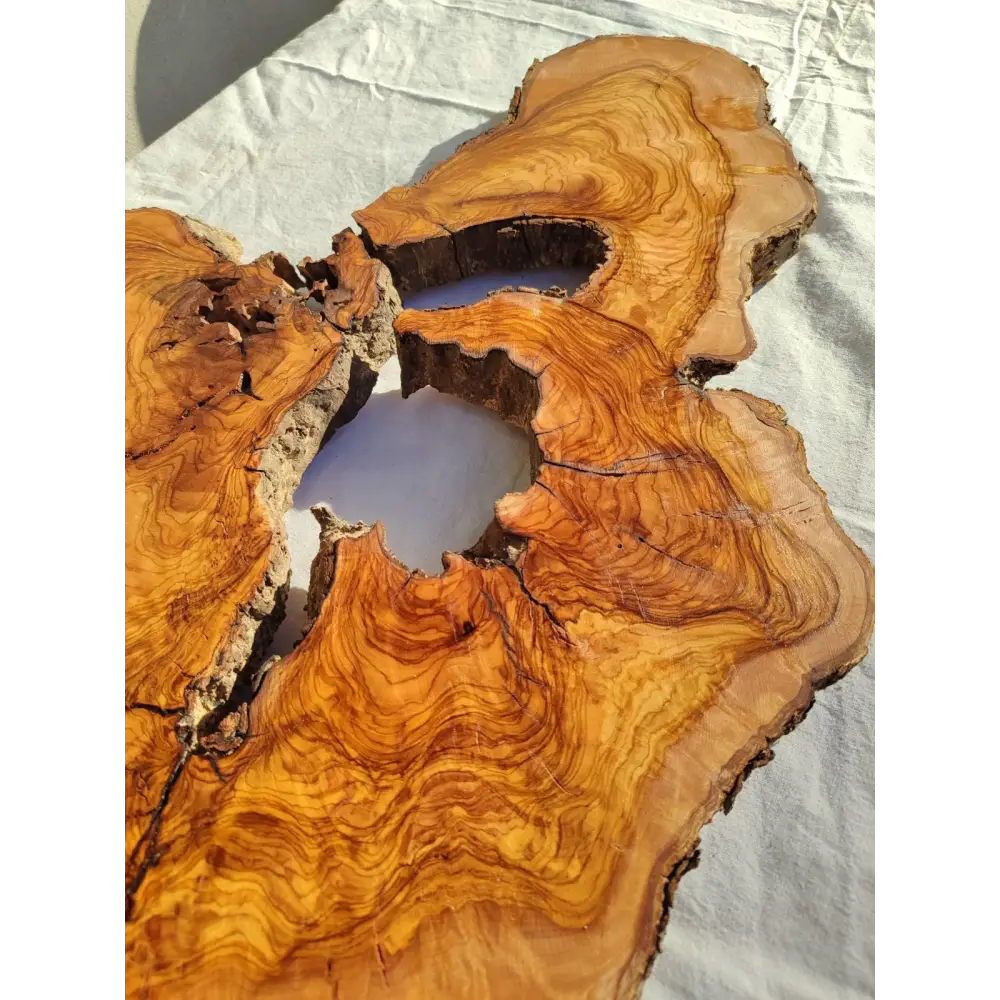 200+ Year Old Olive Wood Slab | Large Live Edge Olive Wood Slice with Voids.