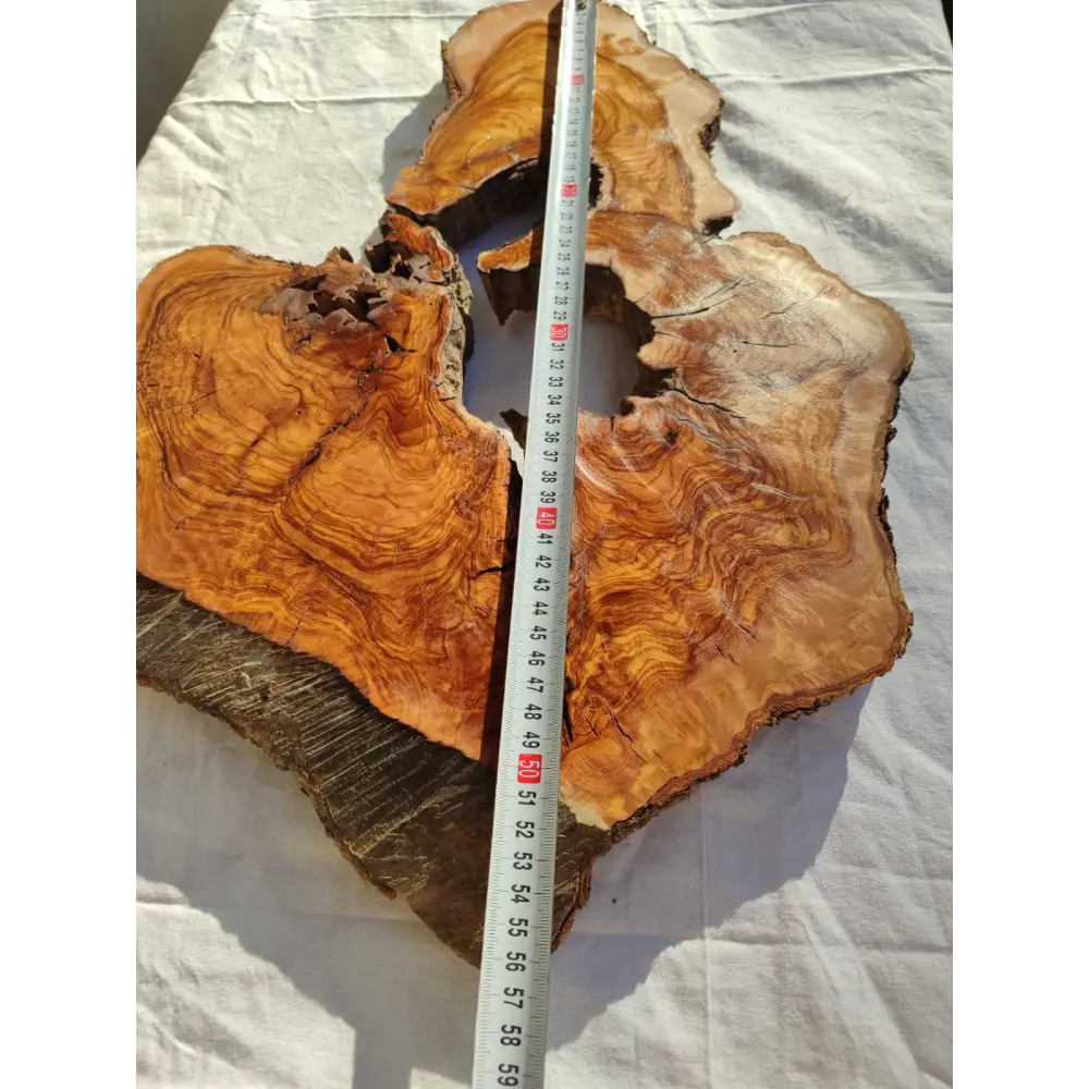 200+ Year Old Olive Wood Slab | Large Live Edge Olive Wood Slice with Voids.