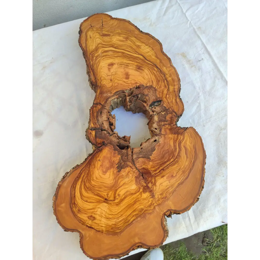 200+ Year Old Olive Wood Slab | Live Edge Olive Wood Slice with Natural Void for Epoxy Art.