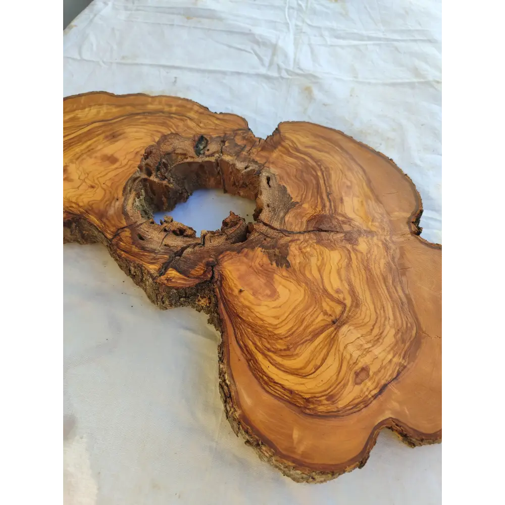 200+ Year Old Olive Wood Slab | Live Edge Olive Wood Slice with Natural Void for Epoxy Art.