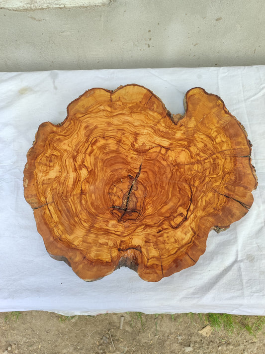 Rare Olive Wood Live Edge Slab – 39x44x3 cm Unique Grain Sustainable Luxury for Epoxy & Luxury Crafts - Olive Generic