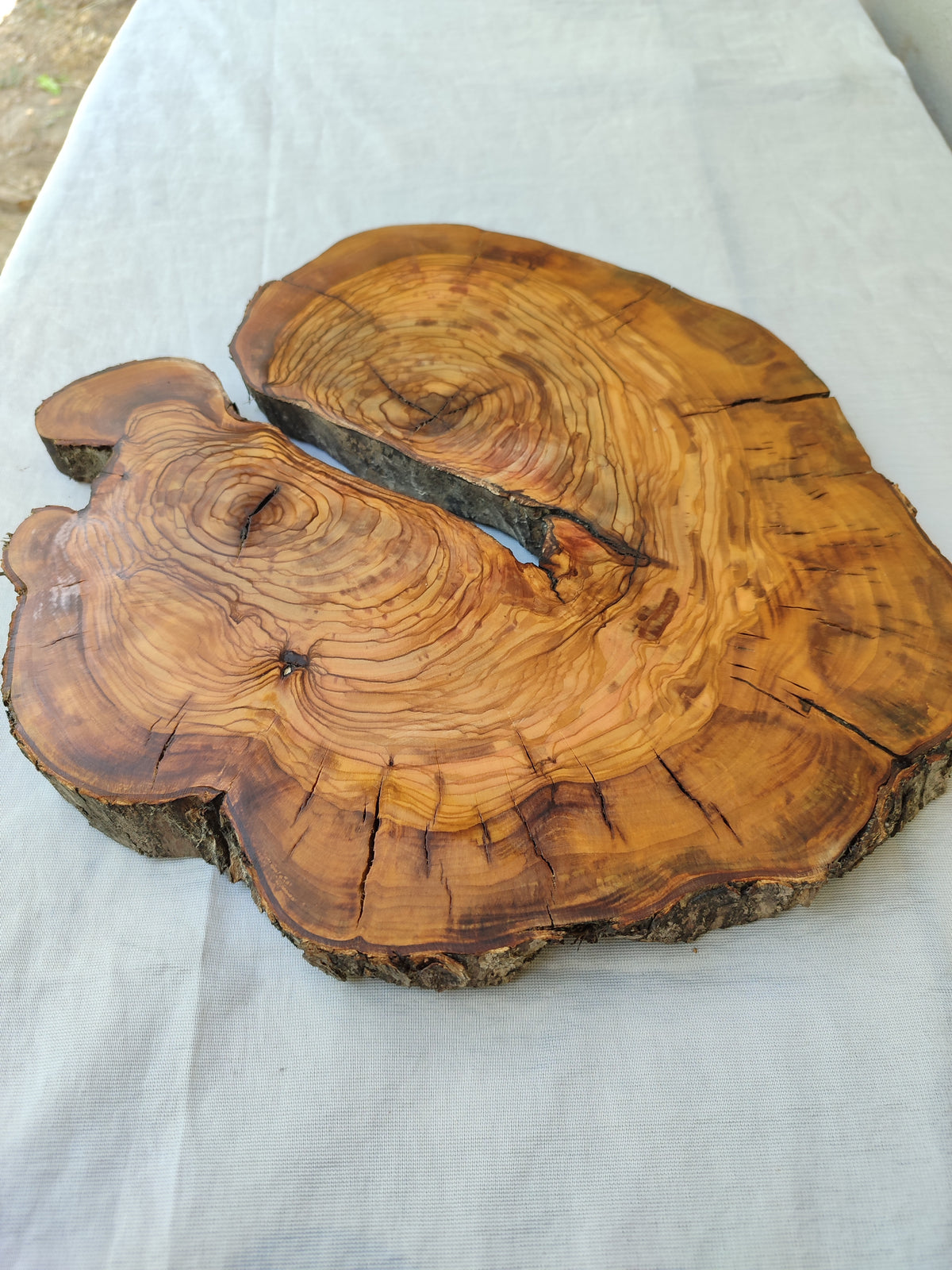 Olive Wood Slab Live Edge Raw 32x33cm Epoxy Resin Handmade