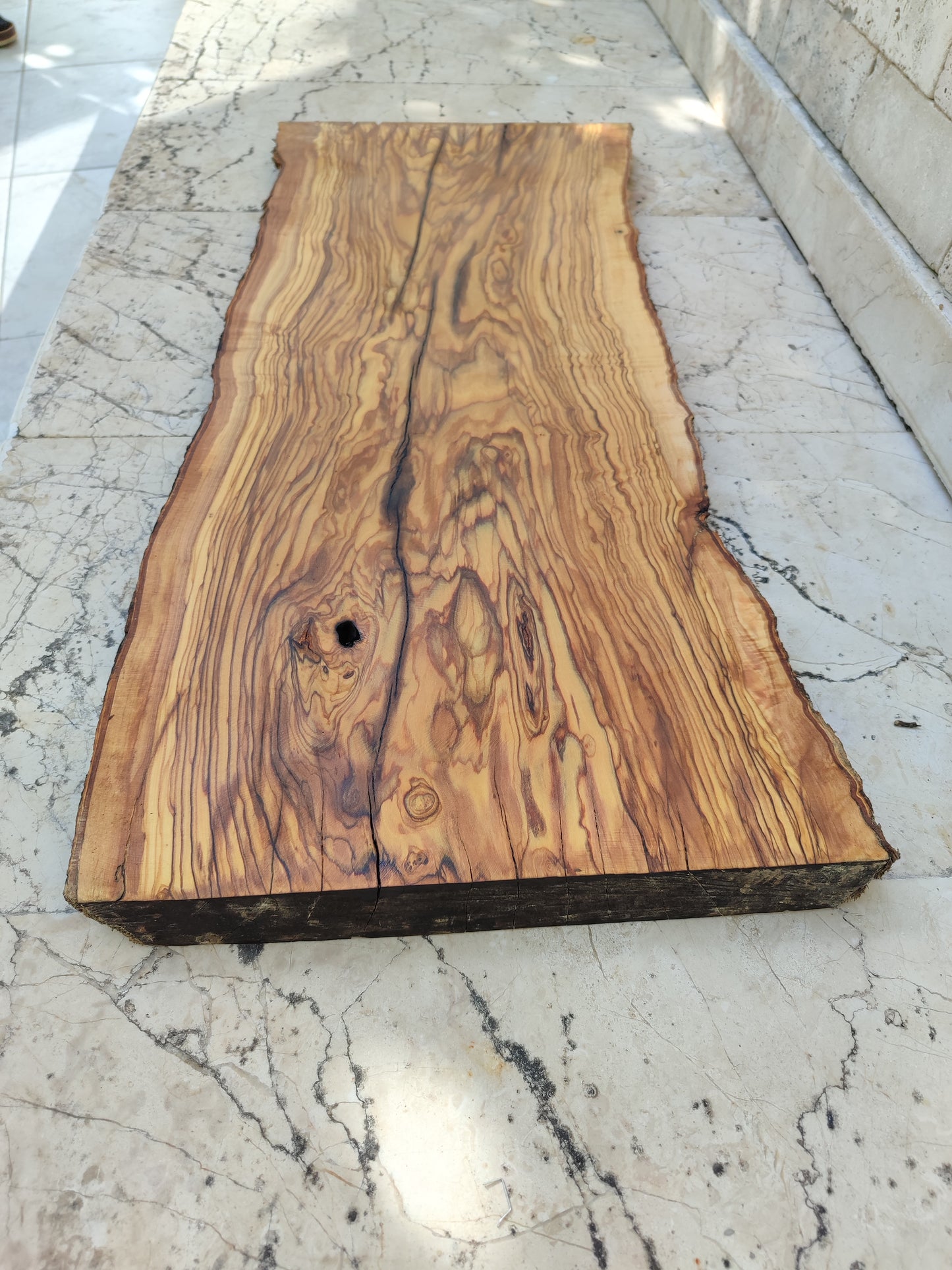 Rare Olive Wood Live Edge Slab – 33x78cm Premium Sustainable Luxury for Epoxy, Table & Craft
