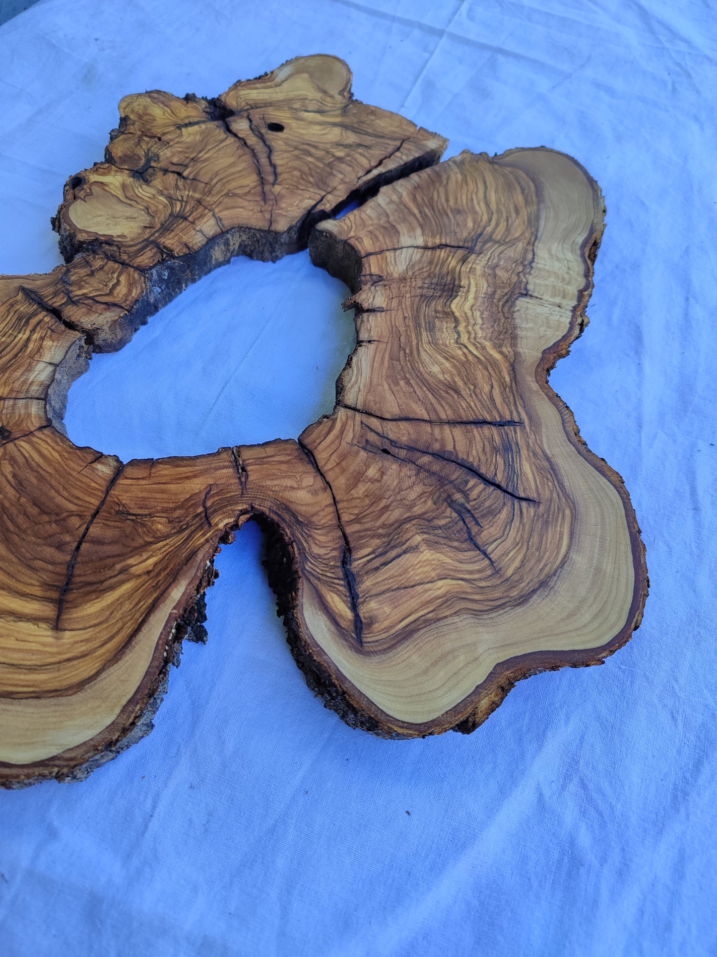 Rare Olive Wood Slab 28x39cm - Ultra Dry Live Edge Burl for Epoxy Resin & Luxury Crafts | Unique Grain Luthier Material