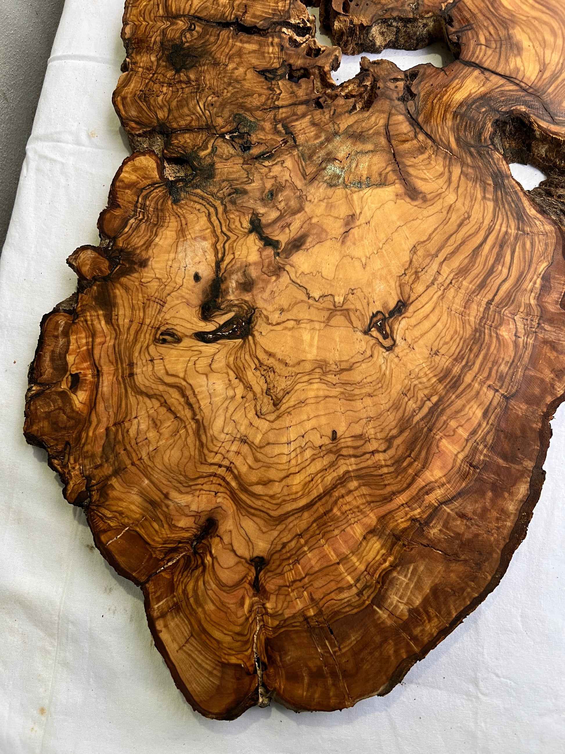 Rare Olive Wood Slab 42x65cm | Live Edge for Epoxy Resin & Wall Art | Unique Grain Sustainable Luxury | Super Dry DIY Craft Wood.
