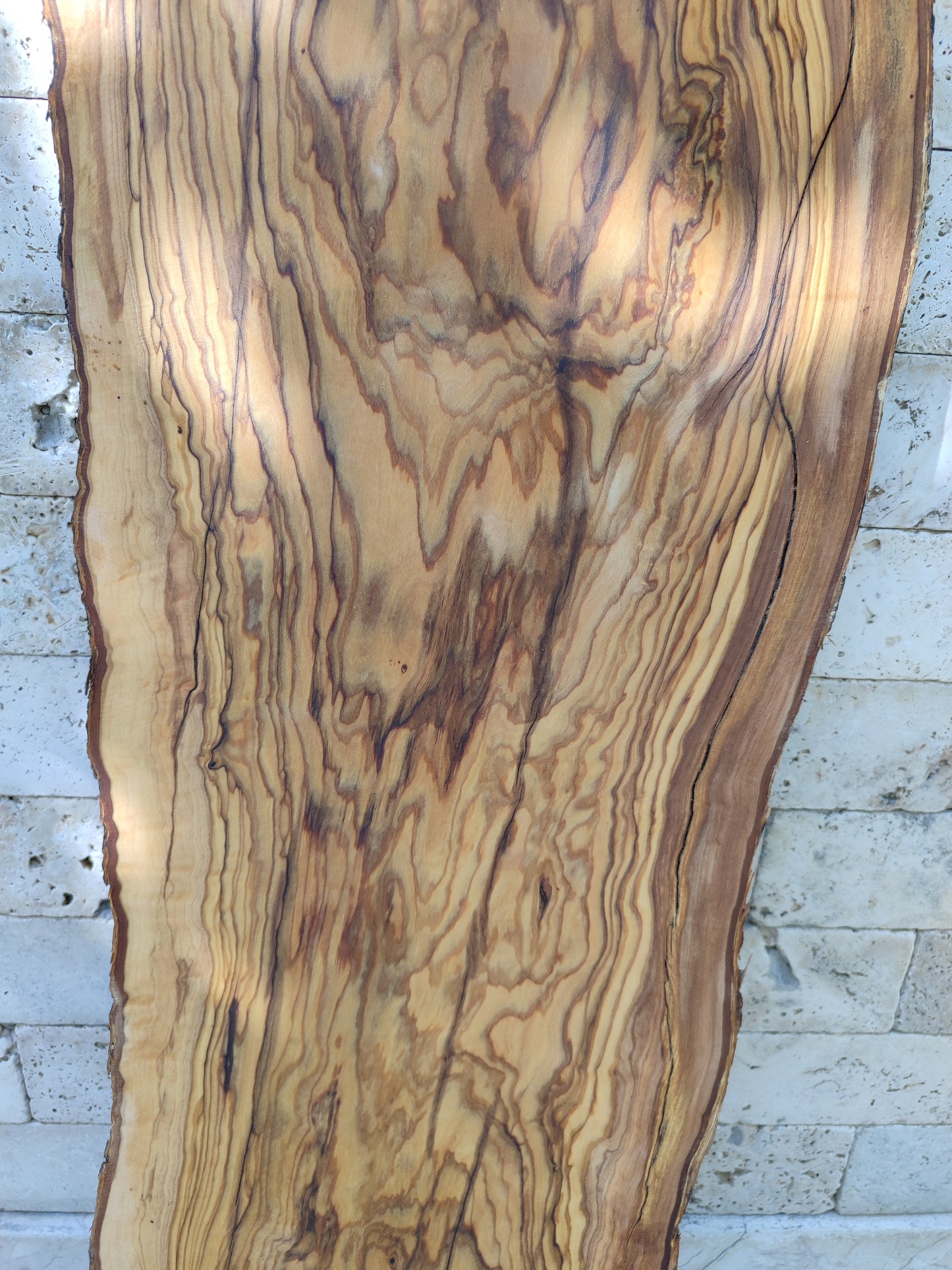 Rare Premium Olive Wood Live Edge Slab - Unique Grain - Sustainable Luxury