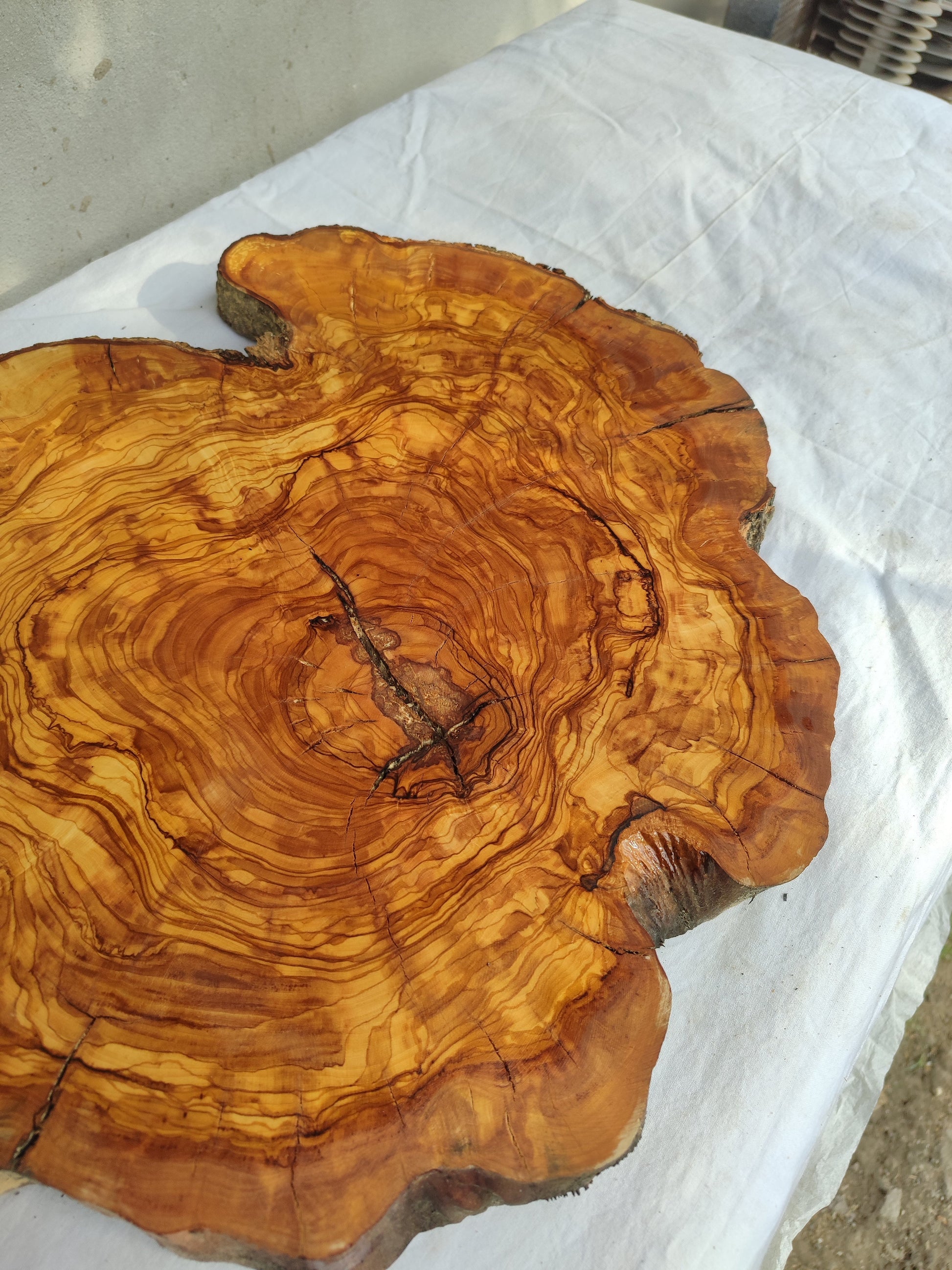 Rare Olive Wood Live Edge Slab – 39x44x3 cm Unique Grain Sustainable Luxury for Epoxy & Luxury Crafts - Olive Generic